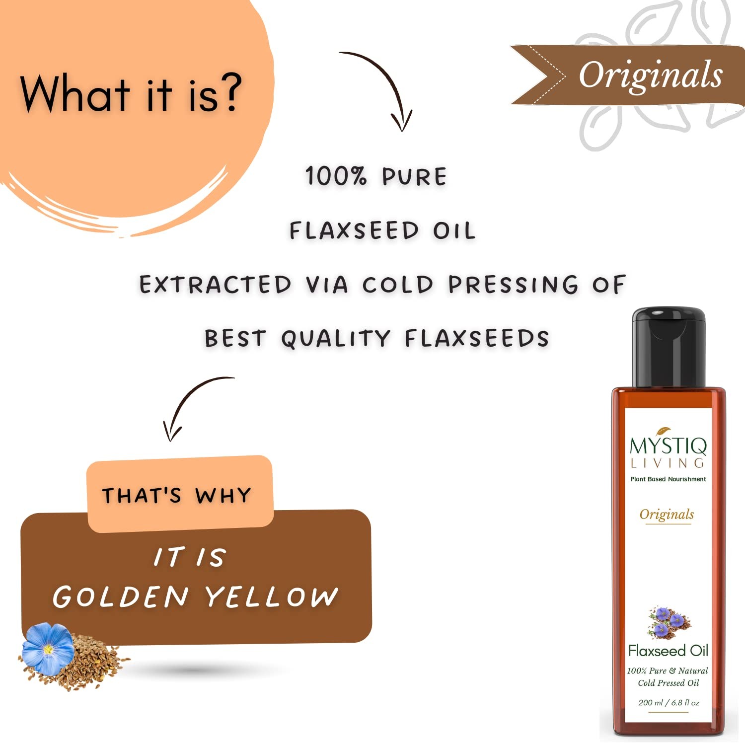 Mystiq Living Flaxseed Oil For Skin And Hair 200ml