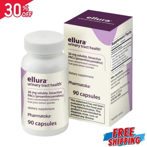 1 Pack Ellura 36mg Cranberry Capsules 90ct UTI Support Supplement Urinary Health