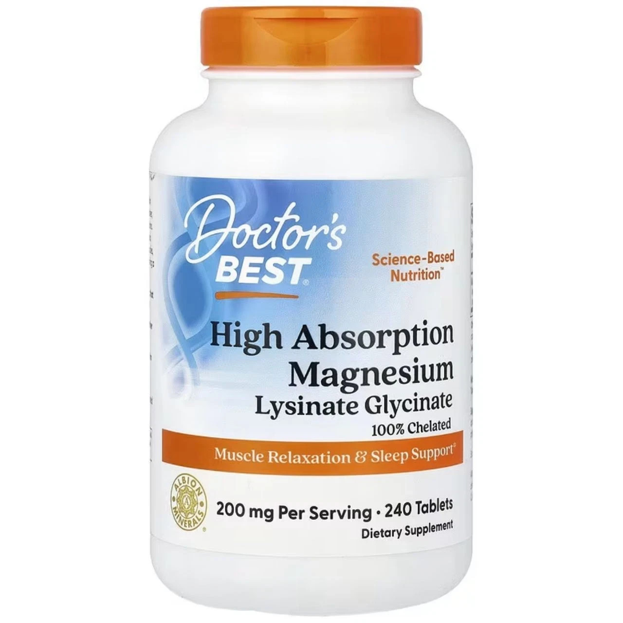 Doctor’s Best High Absorption MAGNESIUM 100% Chelated 200 MG 240 Tablets