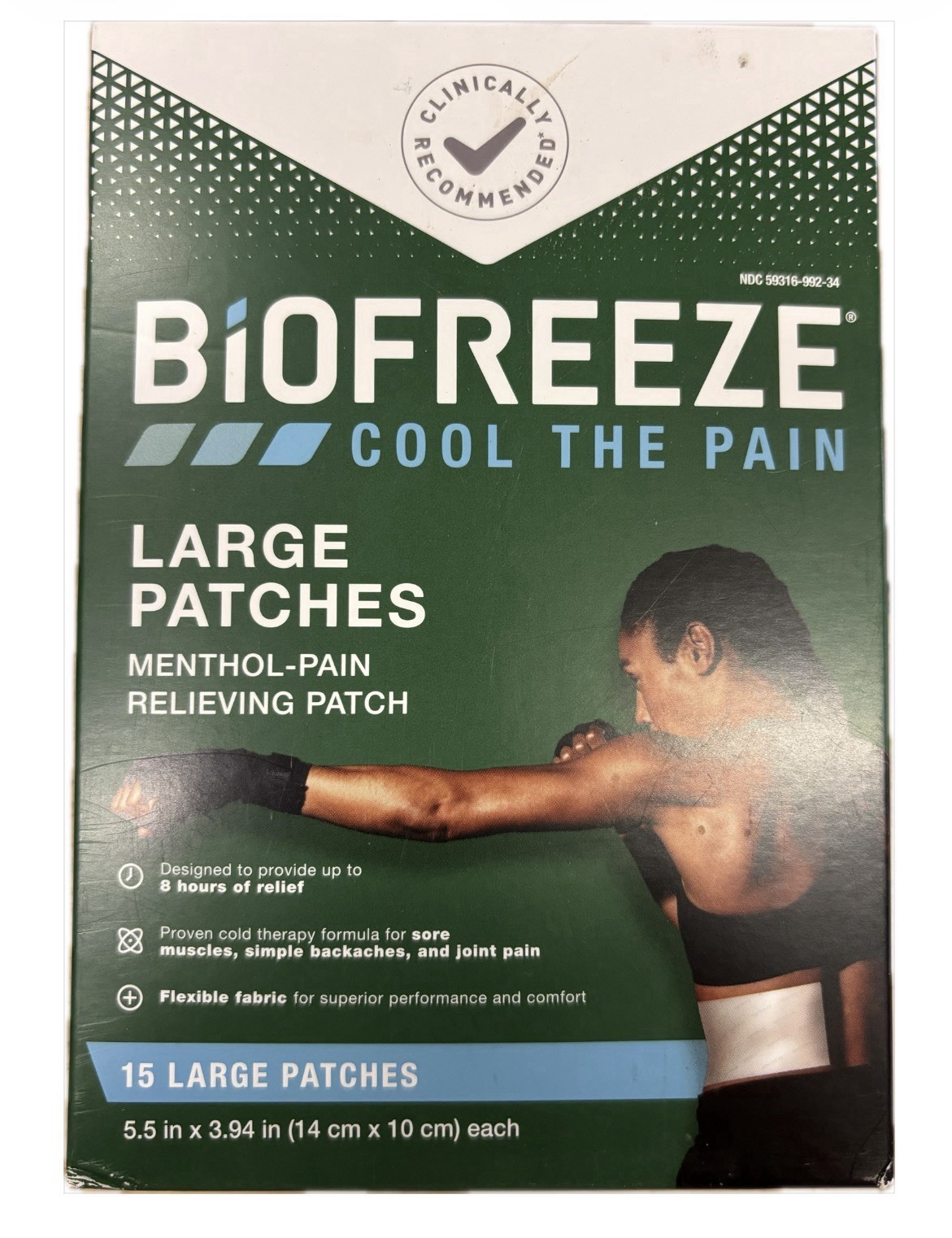 Biofreeze Pain Relief Patch, Cooling Menthol, Flexible, Large, 15ct, Exp 12/2026