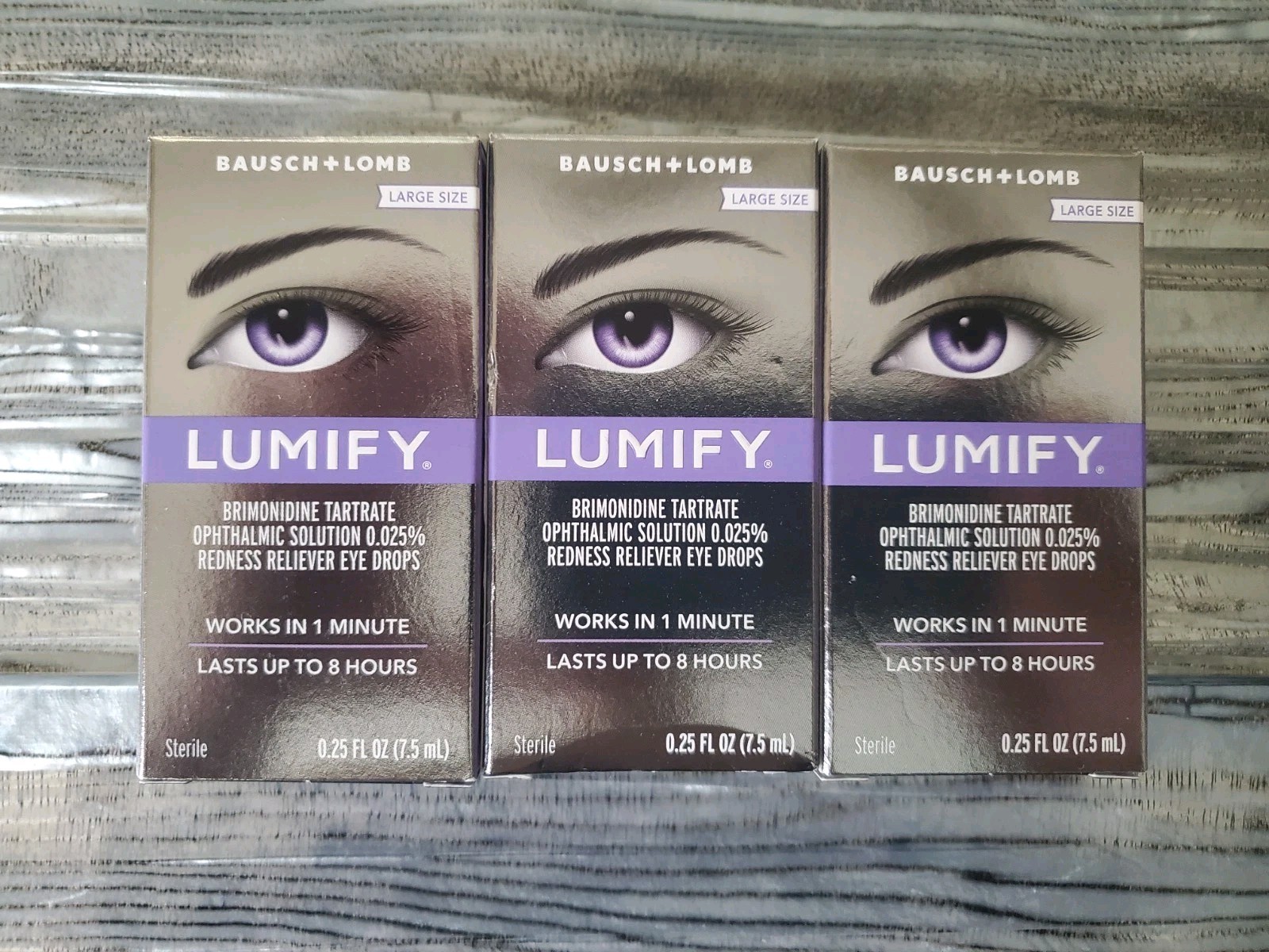Lumify 7.5 mL Redness reliever eye drops * LOT OF 3 large * + FREE SHPNG!