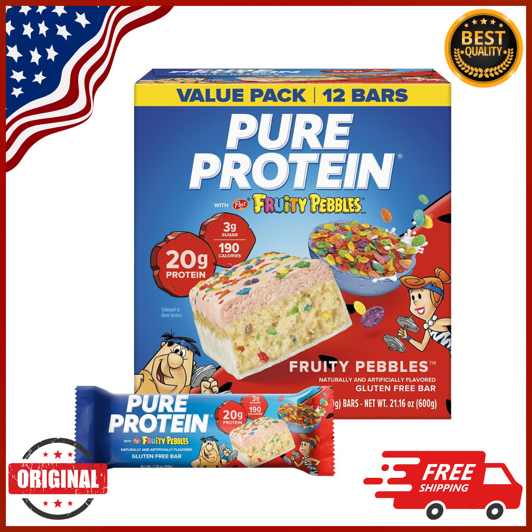 Pure Protein Bar, Fruity Pebbles Protein, Gluten Free, 1.76 oz, 12 Ct