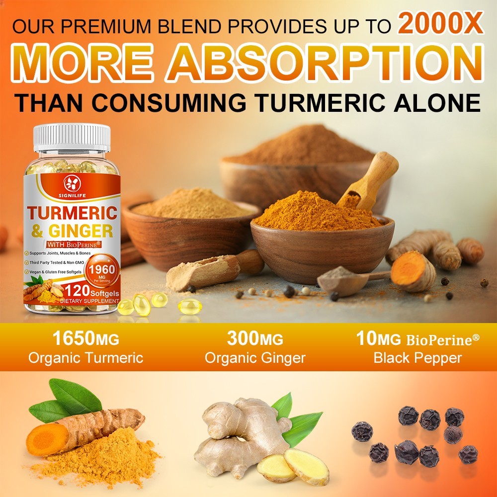 Turmeric Curcumin Highest Potency 95% 1950mg with BioPerine Black Pepper Extract