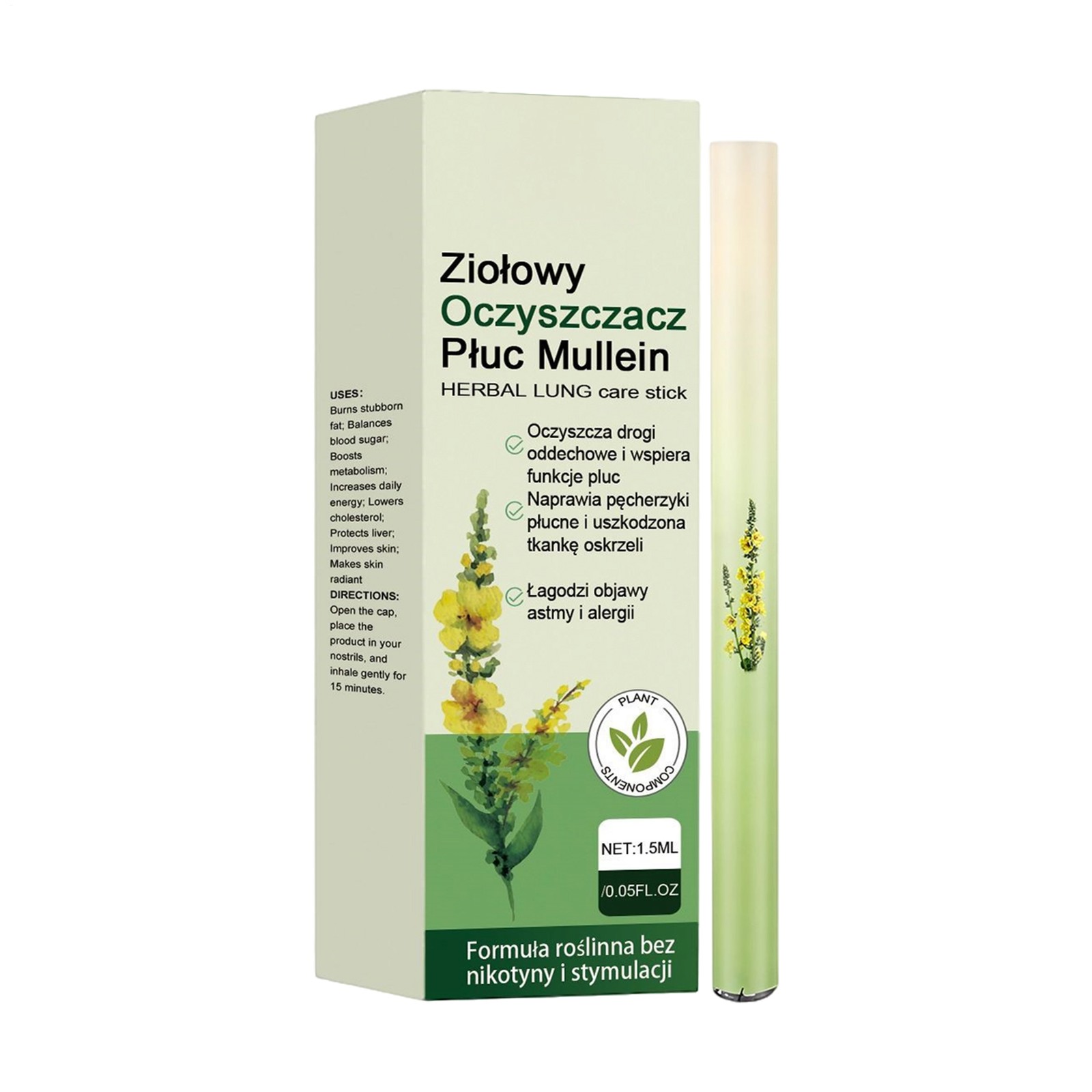 Herbal Diffuser Pen includes Extracts of Mullein,hyme and Mint for Lung Cleansi-