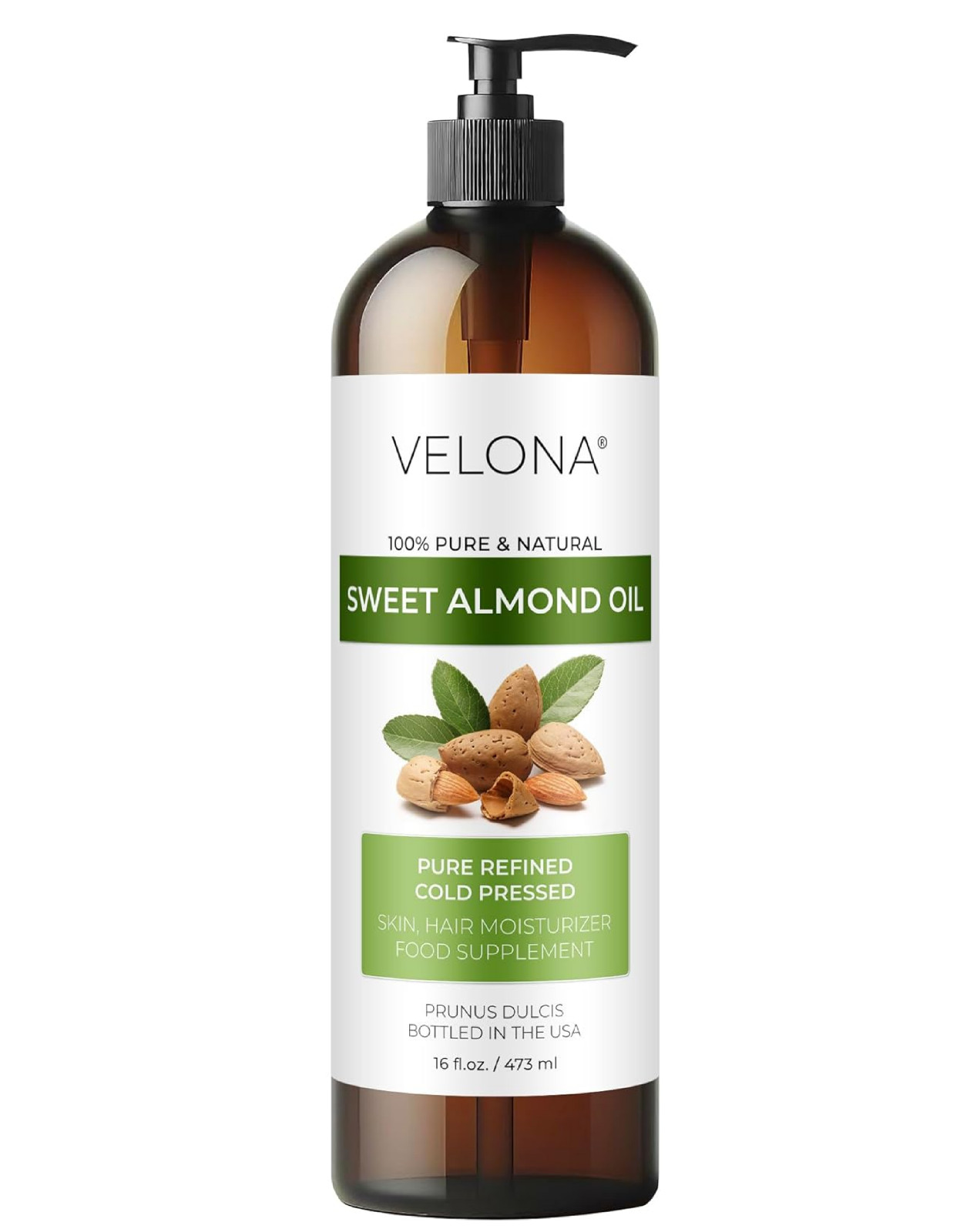 Velona Sweet Almond Oil – 16 Oz | 100% Pure and Natural Carrier Oil | Refined, C