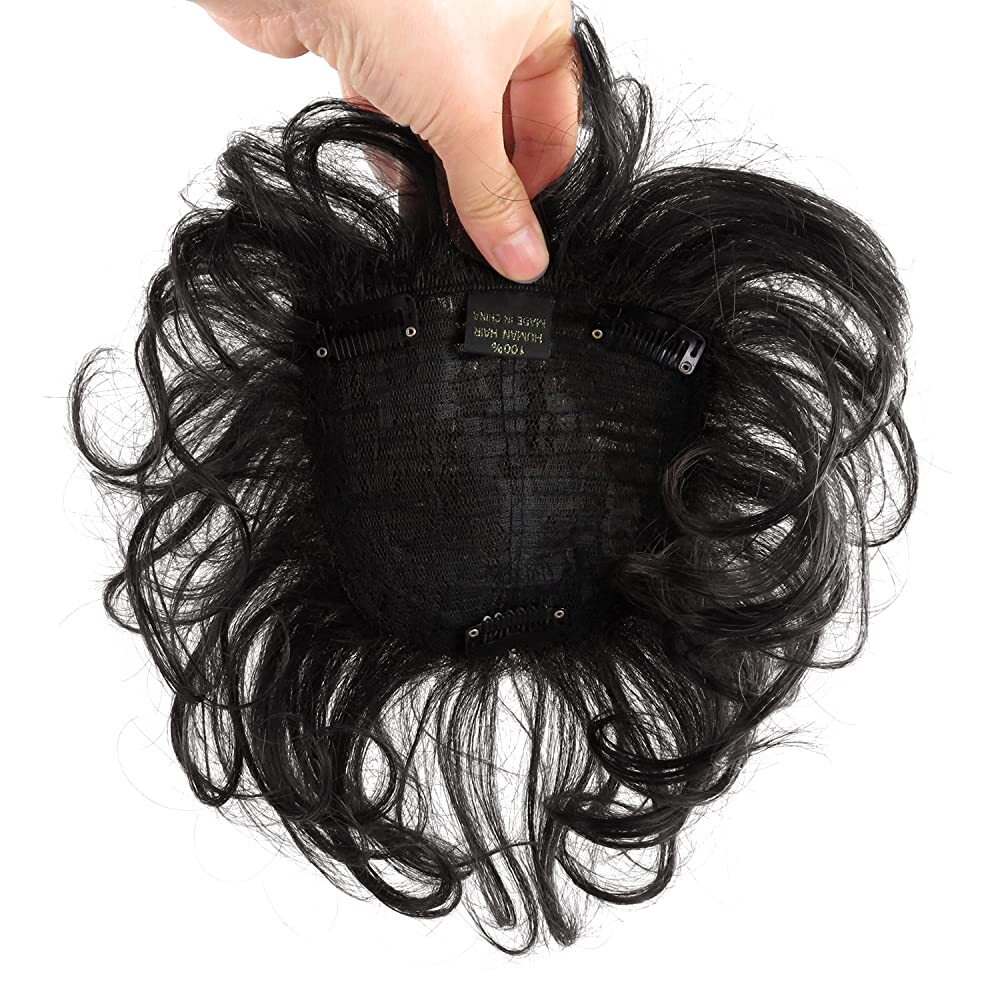 Short Wavy Curly Hair Crown Topper Human Hair Replacement for Women’s Thin Hair