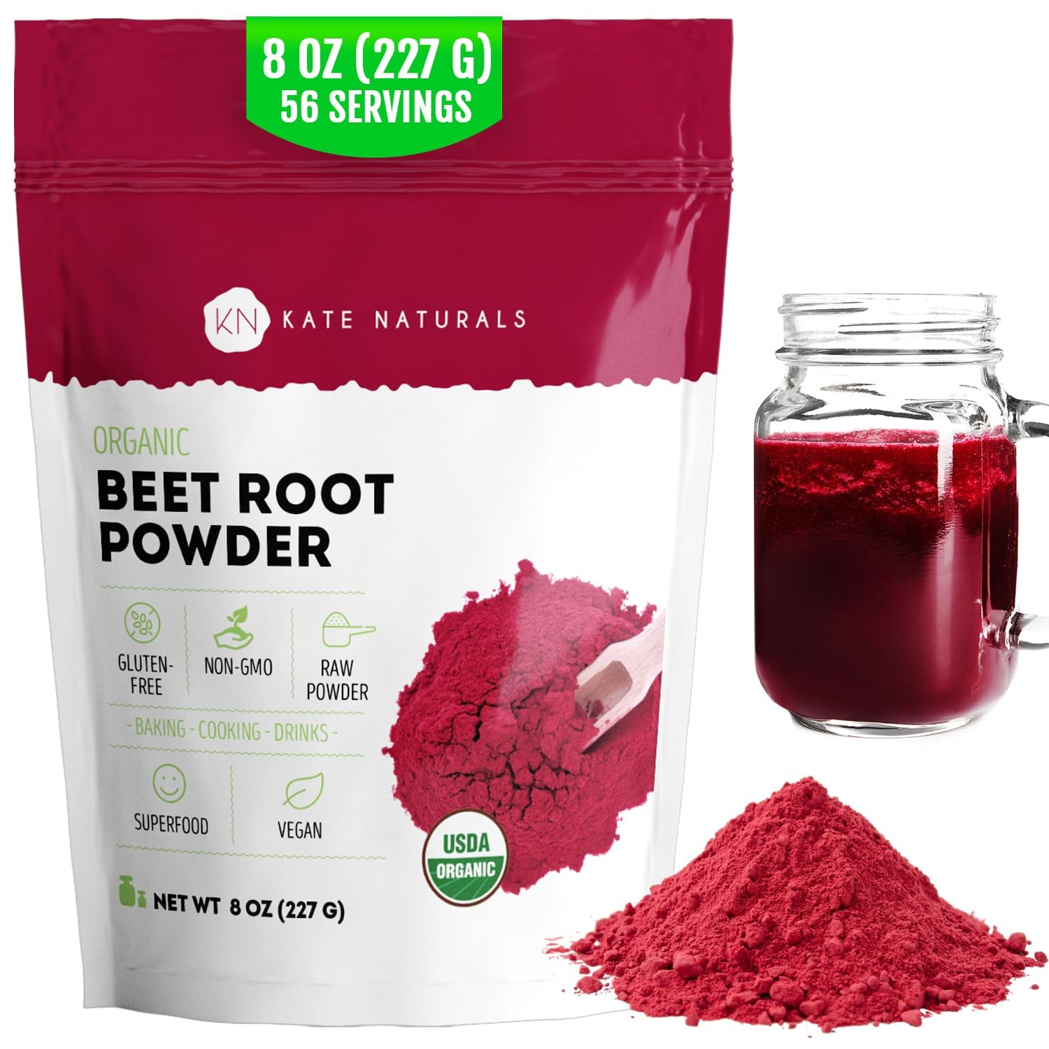Organic Beet Root Powder 8oz Non-GMO Juice Smoothie Baking Supplement