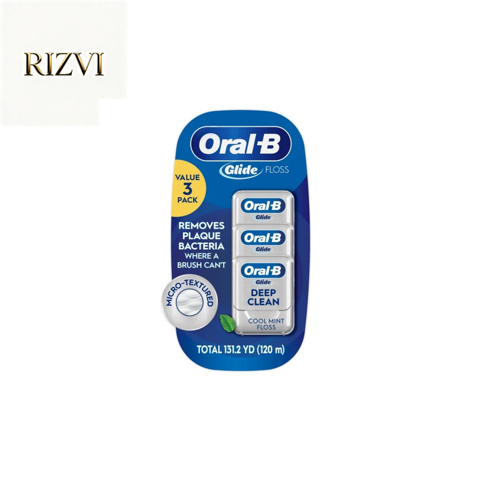 Oral‑B Floss, Glide Pro‑Health Deep Clean Waxed Dental Floss Cool Mint, 40m 3 pk