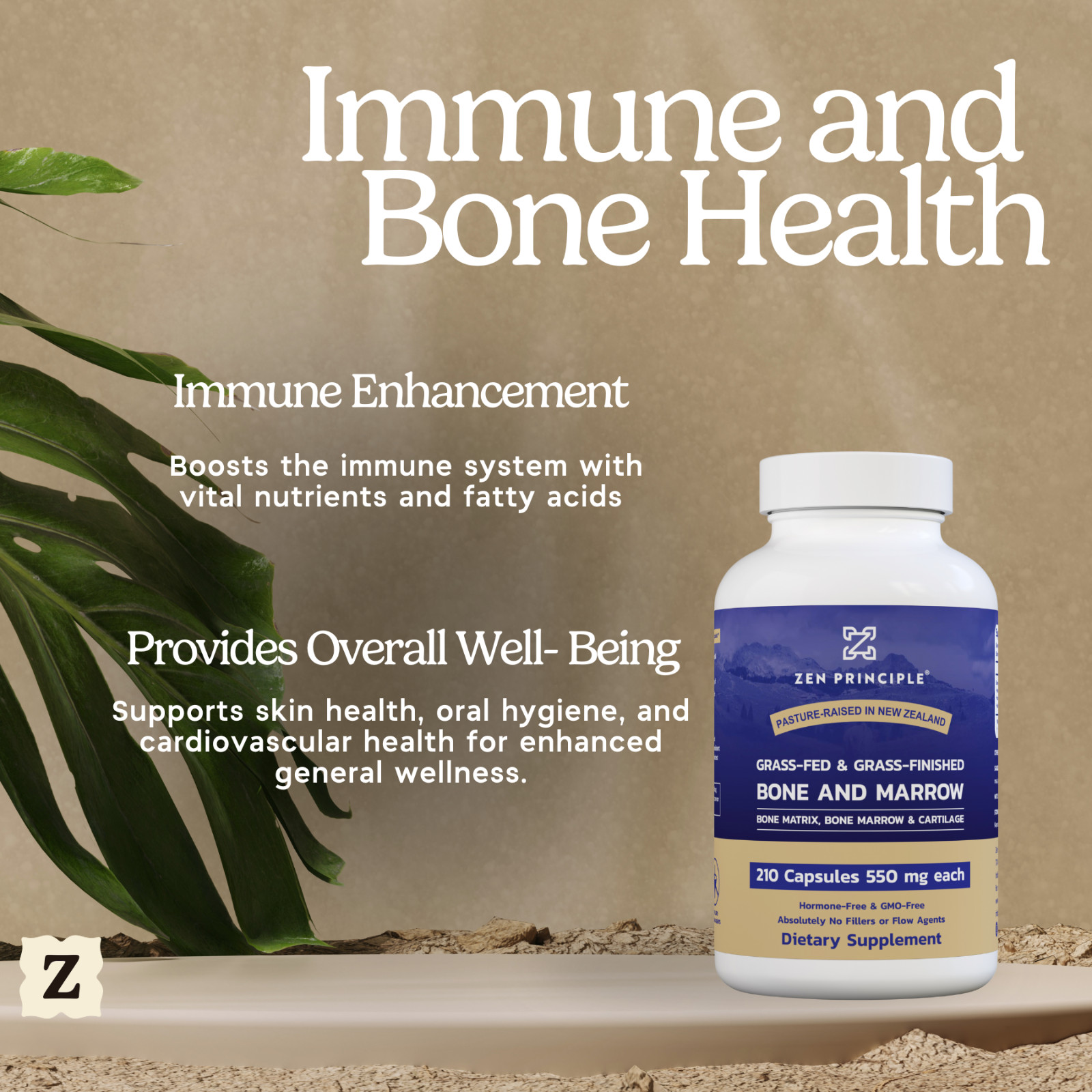 Grass Fed Beef Bone Marrow Supplement, 3300mg. 210 Capsules. 2-pack.