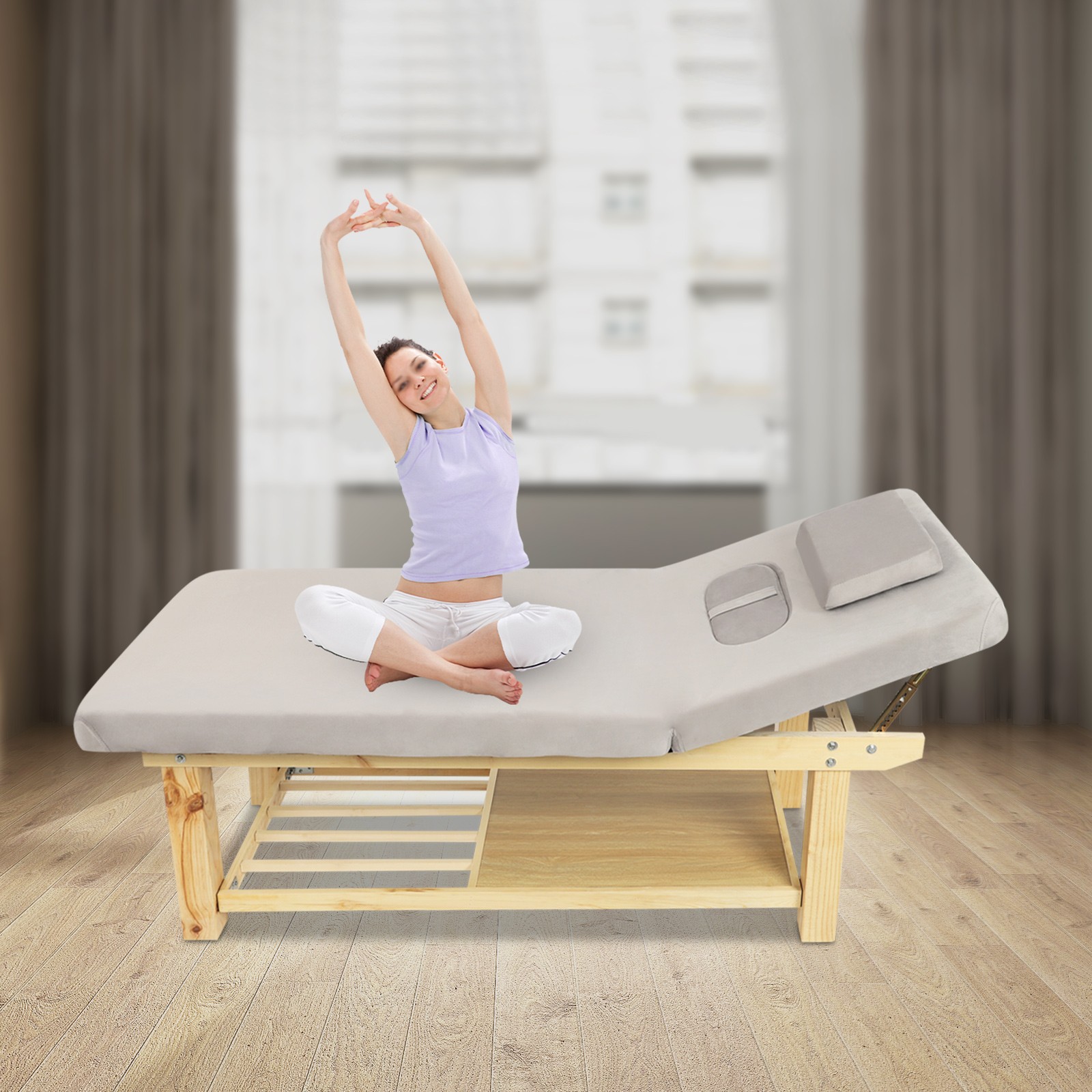 Wide Massage Bed Physical Treatment Adjustable Spa Bed 0-45° 190*80*62cm 4 Legs