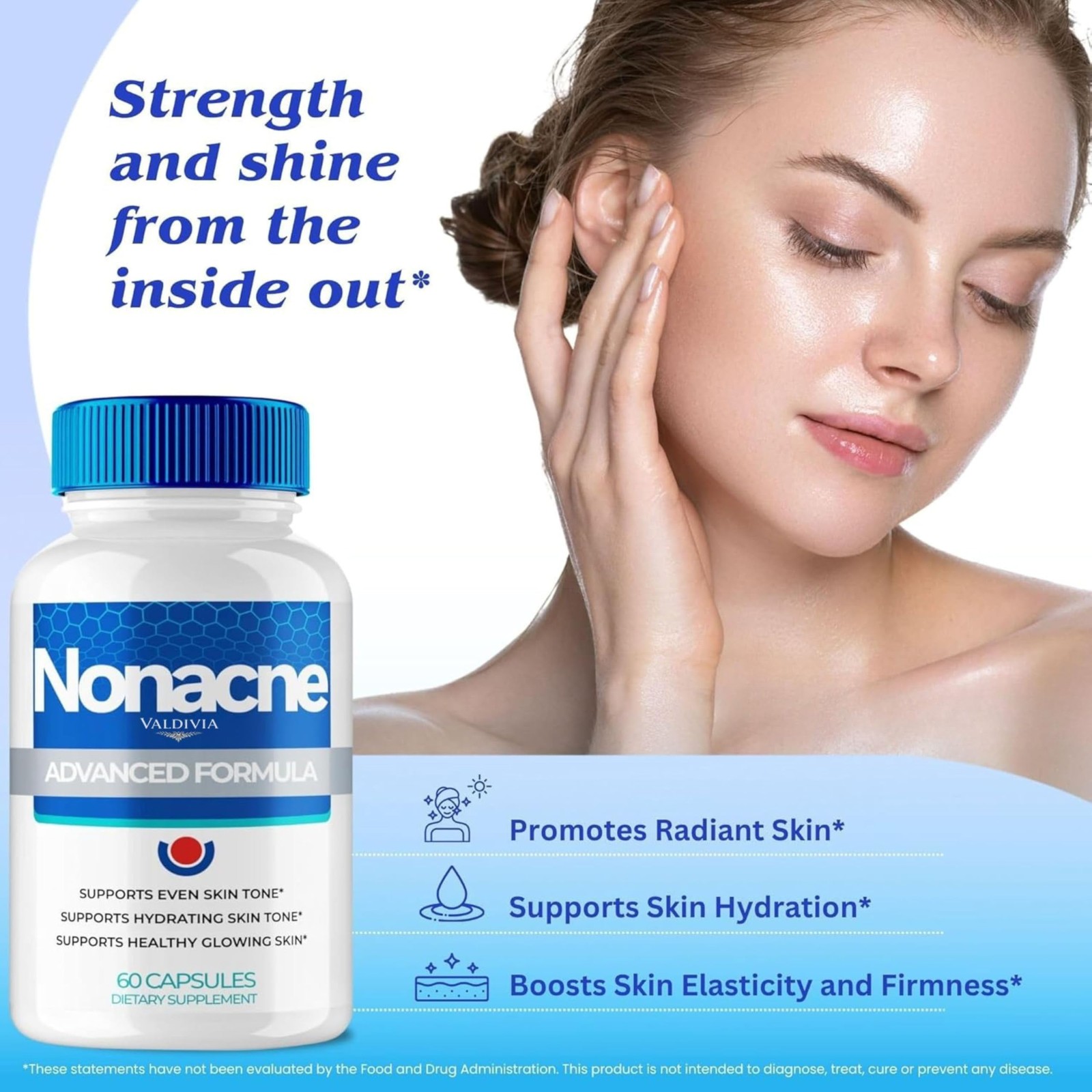 Nonacne Clear Skin Support Supplement Capsules Zinc Acne 1 Pack 60Ct