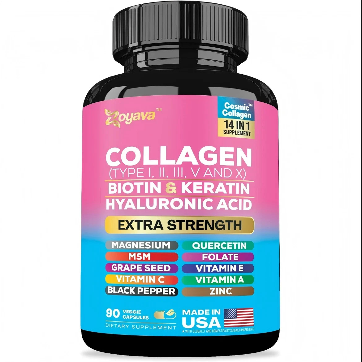Collagen Peptides Type I II III V X – Biotin, Keratin, Hyaluronic Acid