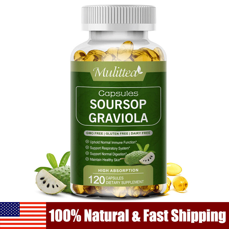 Soursop Graviola Capsules Leaf & Fruit Extract 1000mg Support Respiratory Health