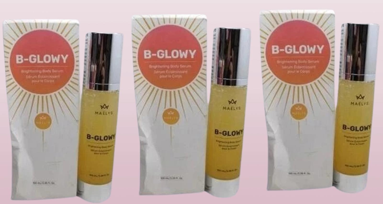 MAELYS B-GLOWY BRIGHTENING BODY SERUM 3.38 OZ BOXED LOT OF 3