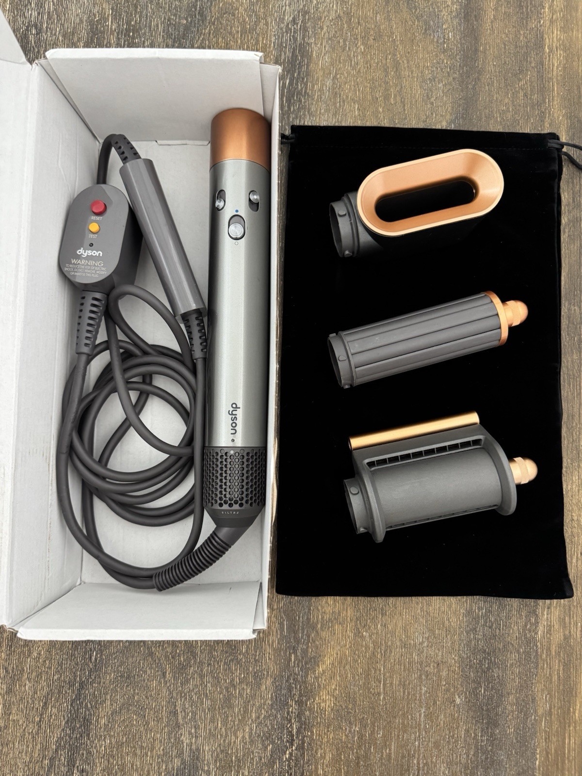 Dyson Airwrap Multi Styler Curler Copper/Nickel w/ 3 Attachments & Travel Bag