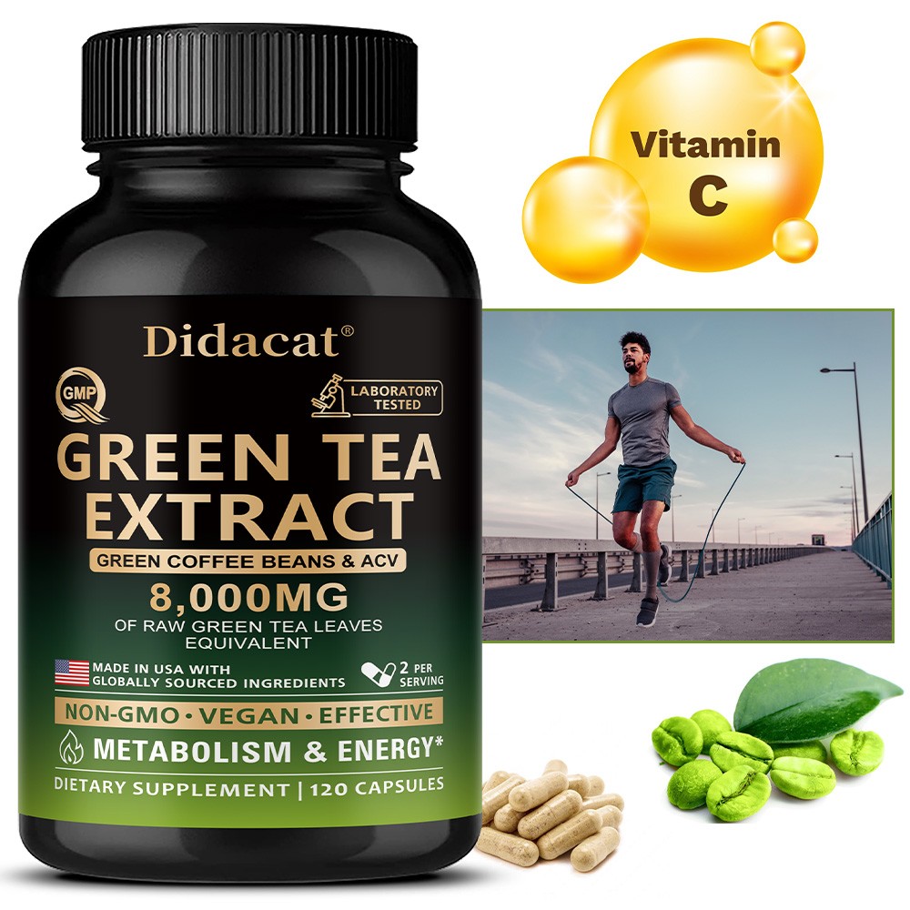 Green Tea Extract with EGCG,ACV For Metabolism Boost & Daily Vitality,120 Caps