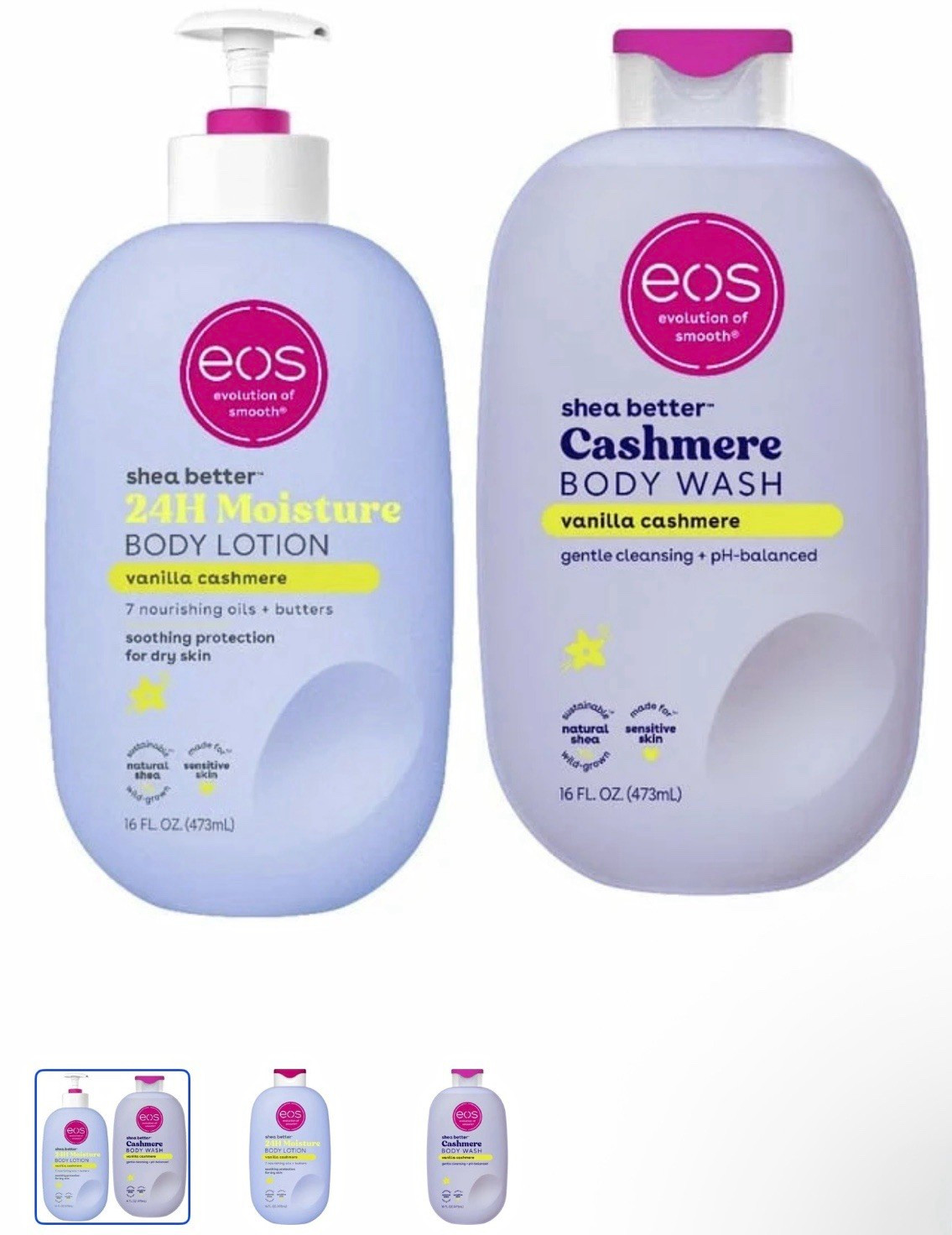 eos Cashmere Vanilla Cashmere Shea Butter pH-Balanced Lotion & Wash 16oz