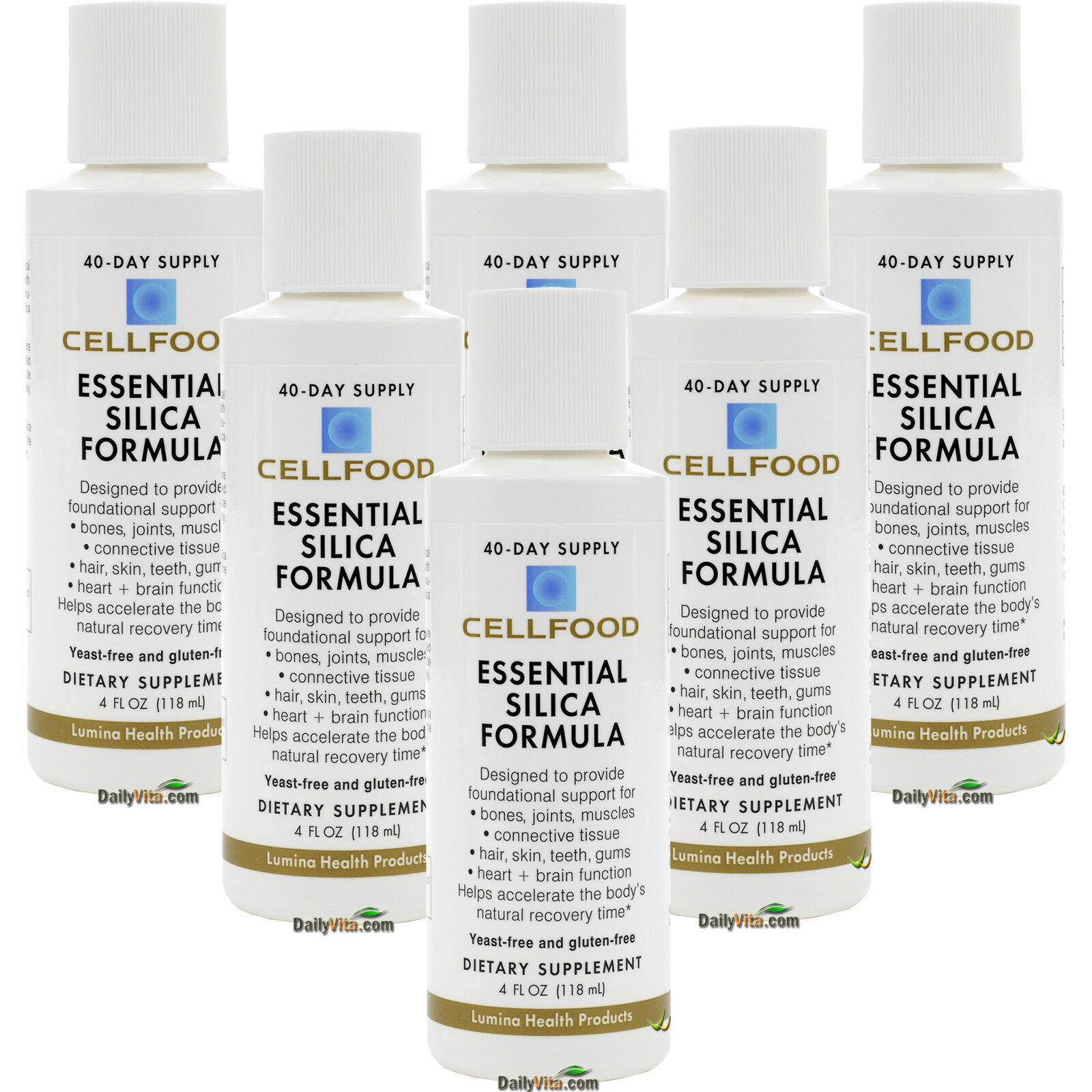 6 Bottles Cellfood Essential Silica Formula 4 Oz by Lumina Health