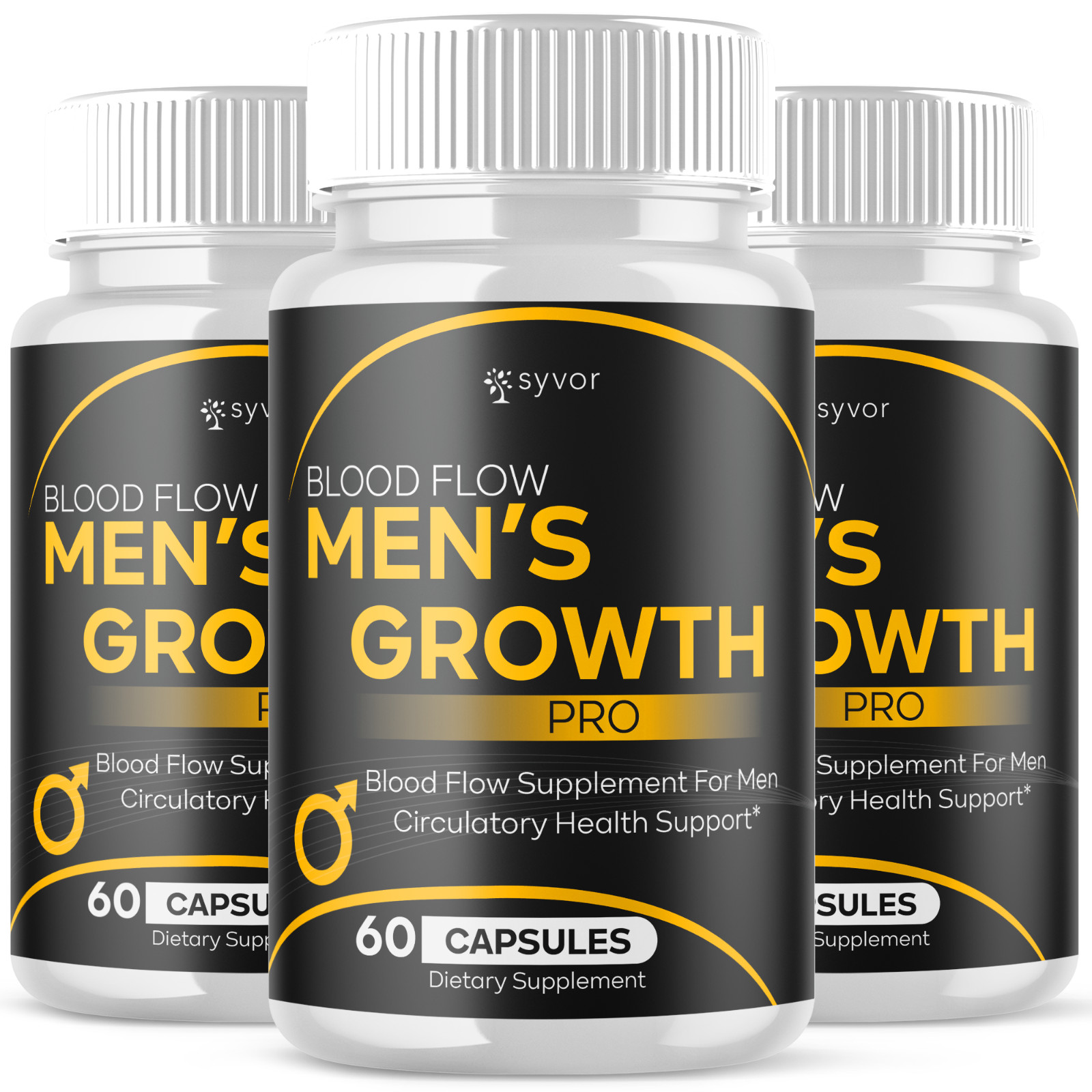 (3 Pack) Blood Flow Men’s Growth Pro Advanced Male Support Vitamin 180 Capsules