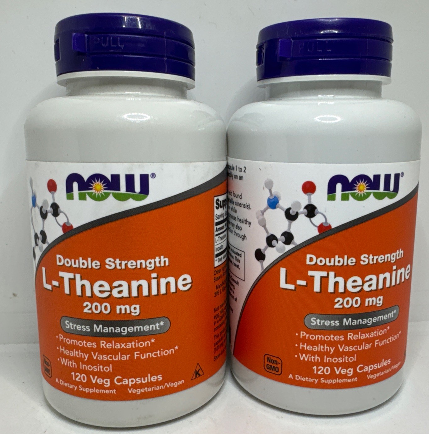2X NOW Foods L-Theanine-200mg 120 Veg Capsules Exp 06-09/2029Brand New-US Seller