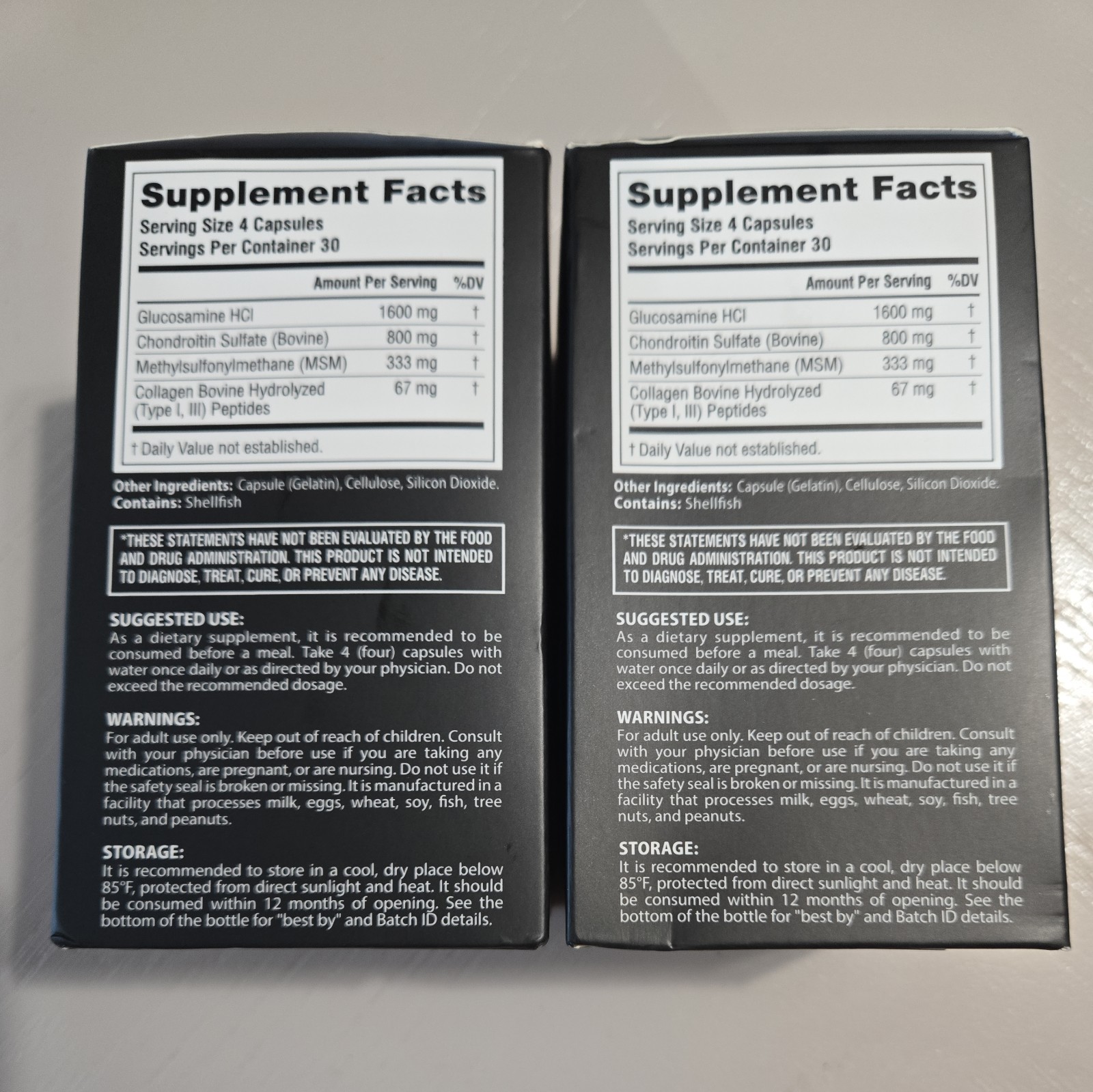 2-Pack Glucosamine Chondroitin MSM Collagen Joint Support Vitamins Men & Women