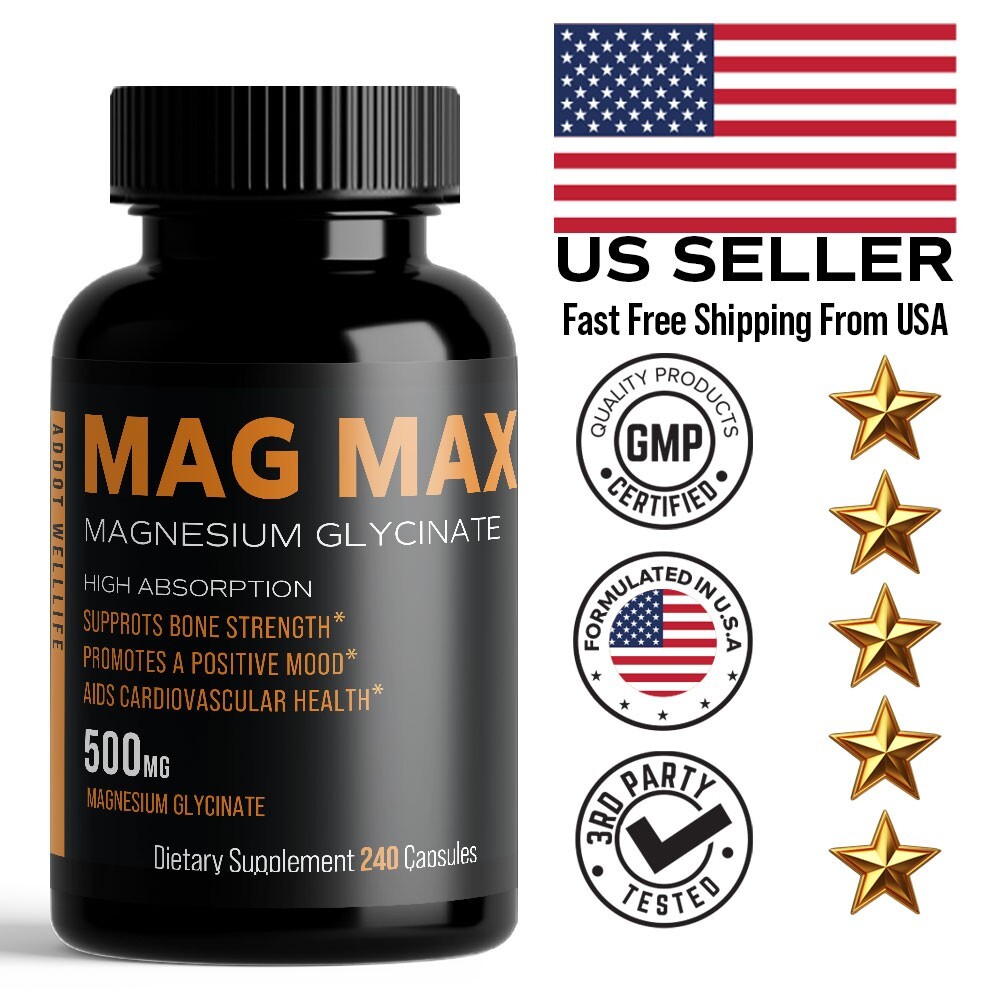 Magnesium Glycinate 500mg – 240 Capsules | 8-Month Supply | High Absorption