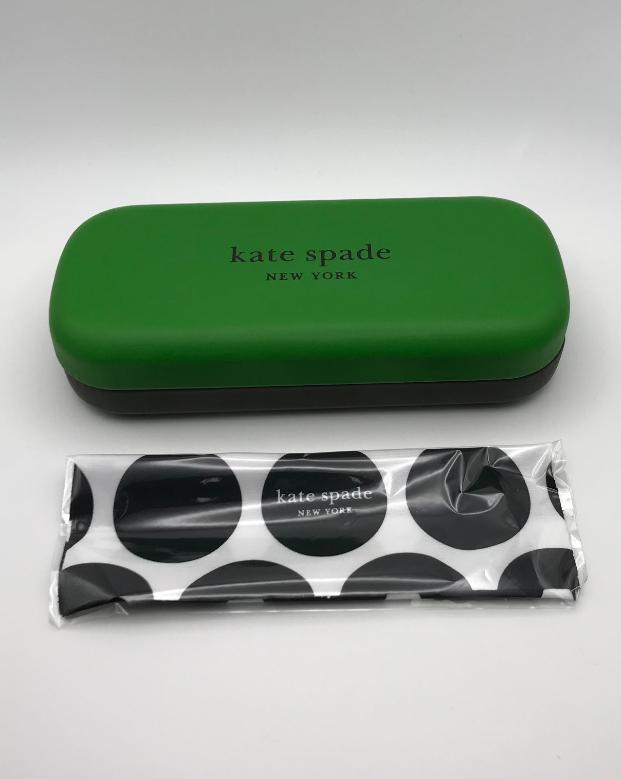 New Authentic Kate Spade Small Glasses Green Black Case Cleaning Cloth