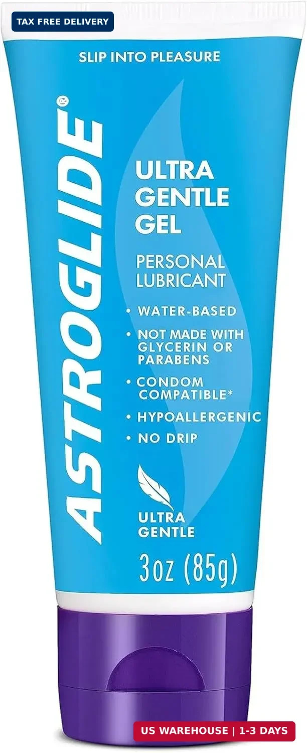 Astroglide Water-Based Lube (3oz), Ultra Gentle Gel Personal Lubricant, Hypoalle