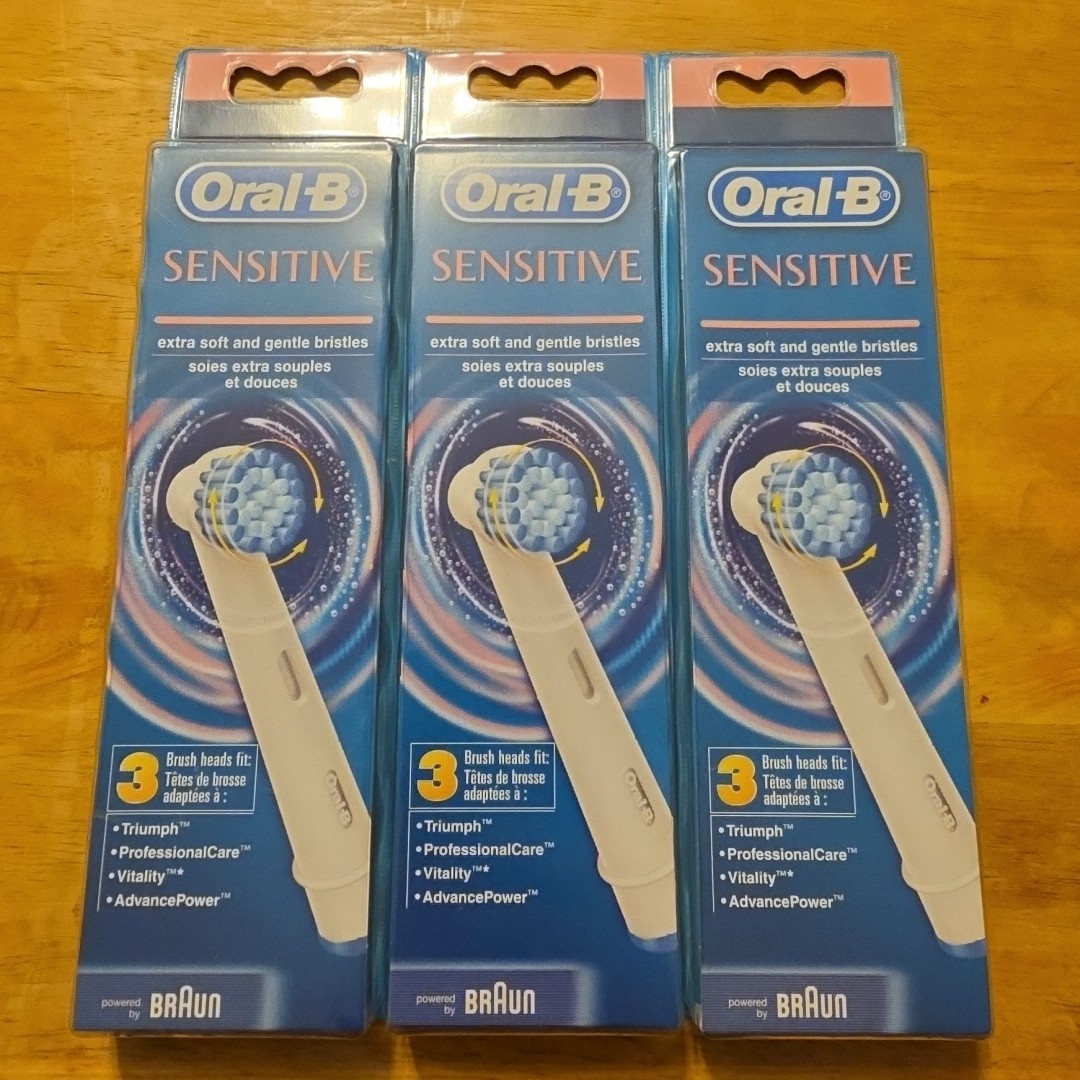 New Oral-B Sensitive Gum Care Replacement Brush Heads 3 Packs Of 3
