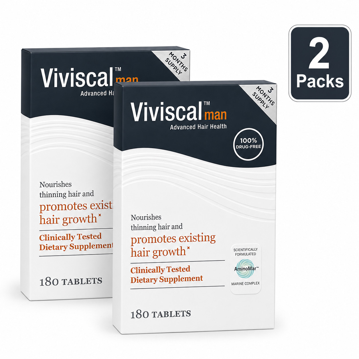 2 Pack 360 Count Viviscal Man Hair Health Supplement Hair Vitamins Exp 2027