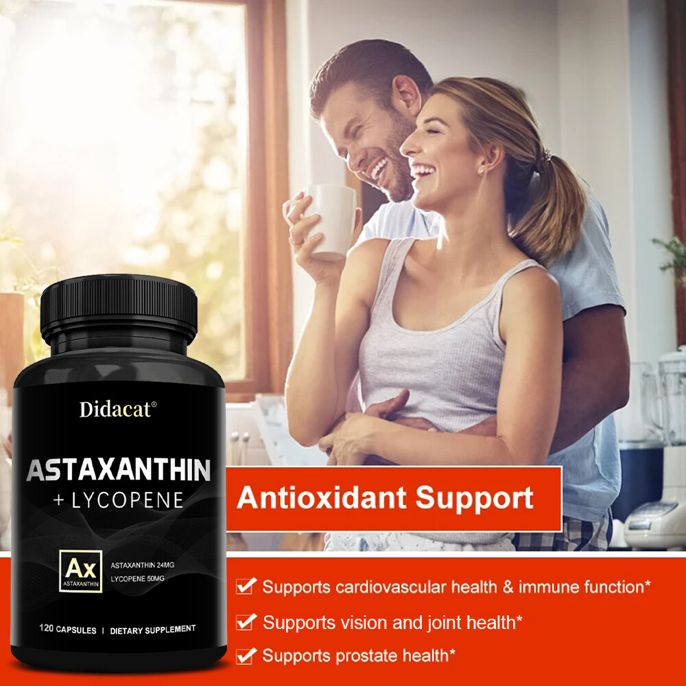 Astaxanthin & Lycopene- Supports Skin, Eye, Joint Heart Health, Enhance Immunity