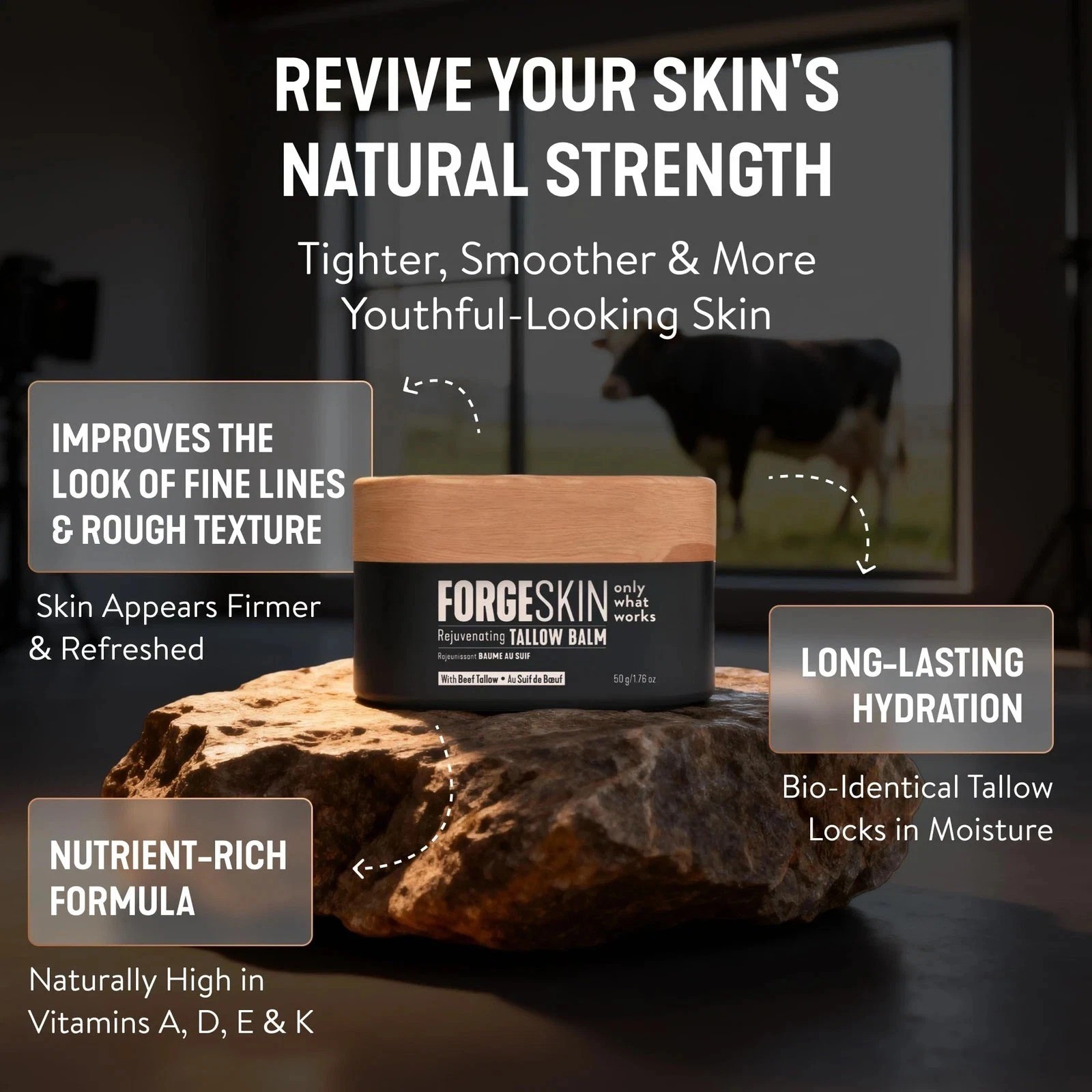Forge Skin Men’s Beef Tallow Face Balm Cream New Formula FREE Same Day Shipping