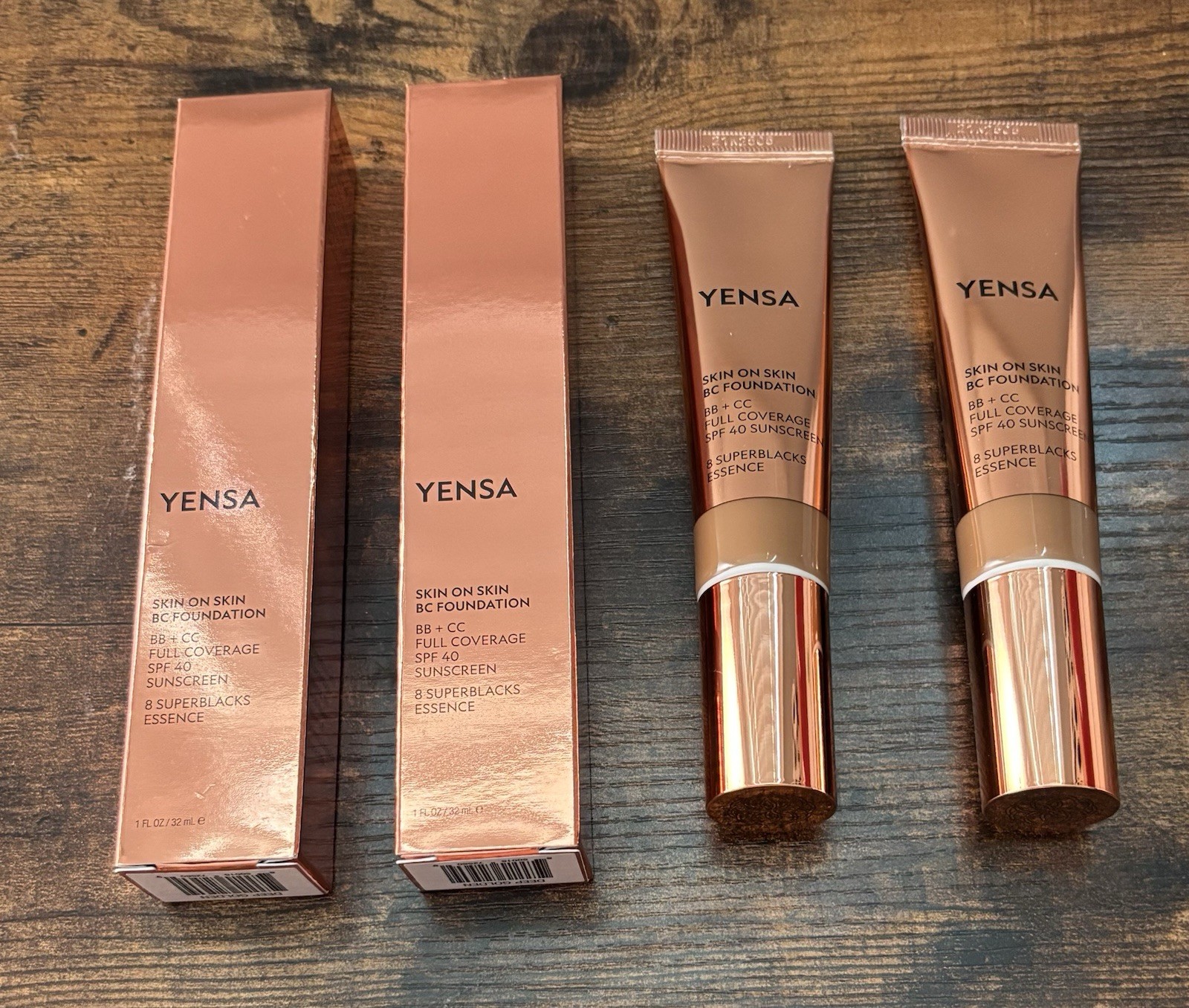 2x Yensa Beauty Skin on Skin BC Foundation Deep Neutral 1 fl oz 32ml NIB 3/25