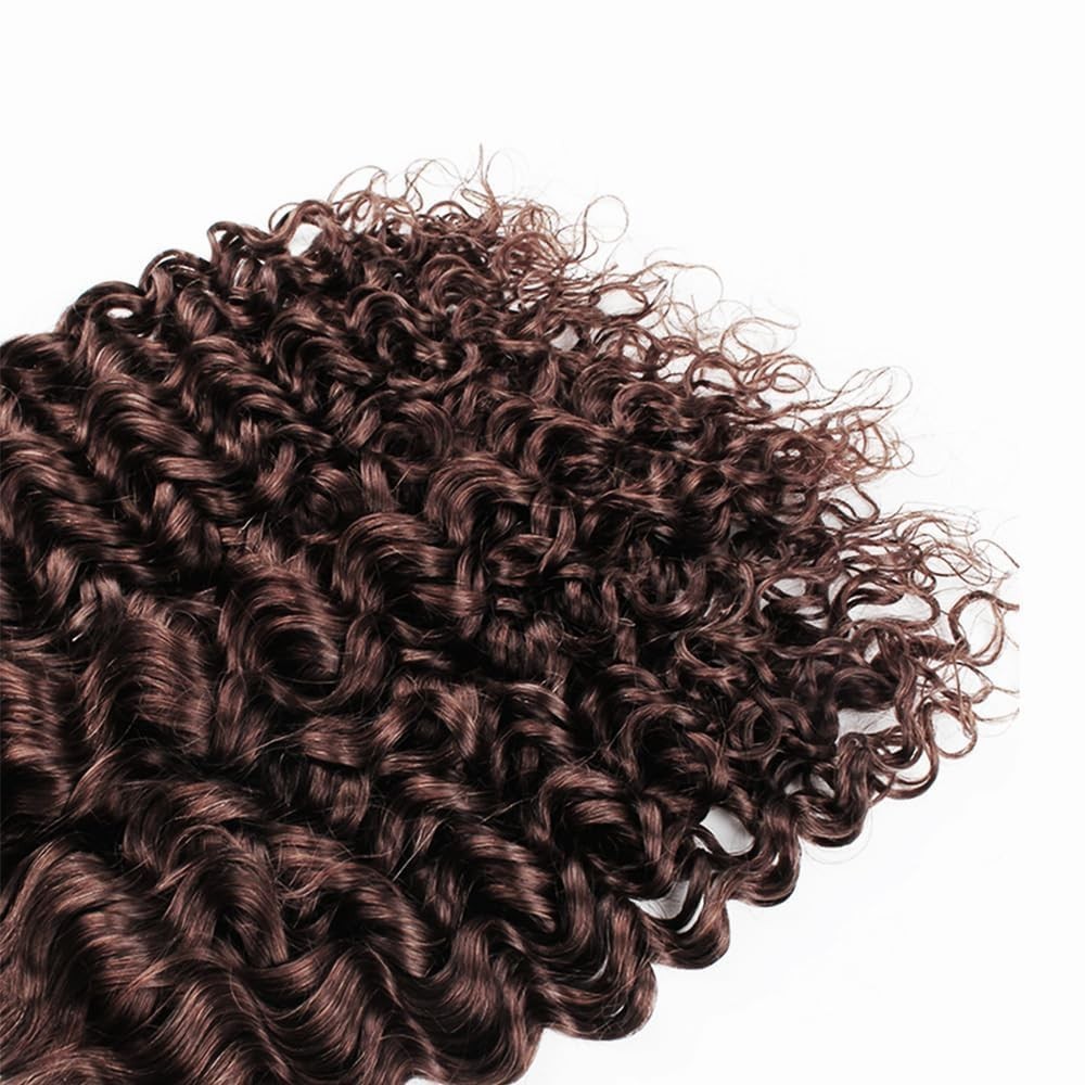 Kinky Curly Human Hair Extensions 3 Bundles Chocolate Brown 22″ 24″ 26″ 10A