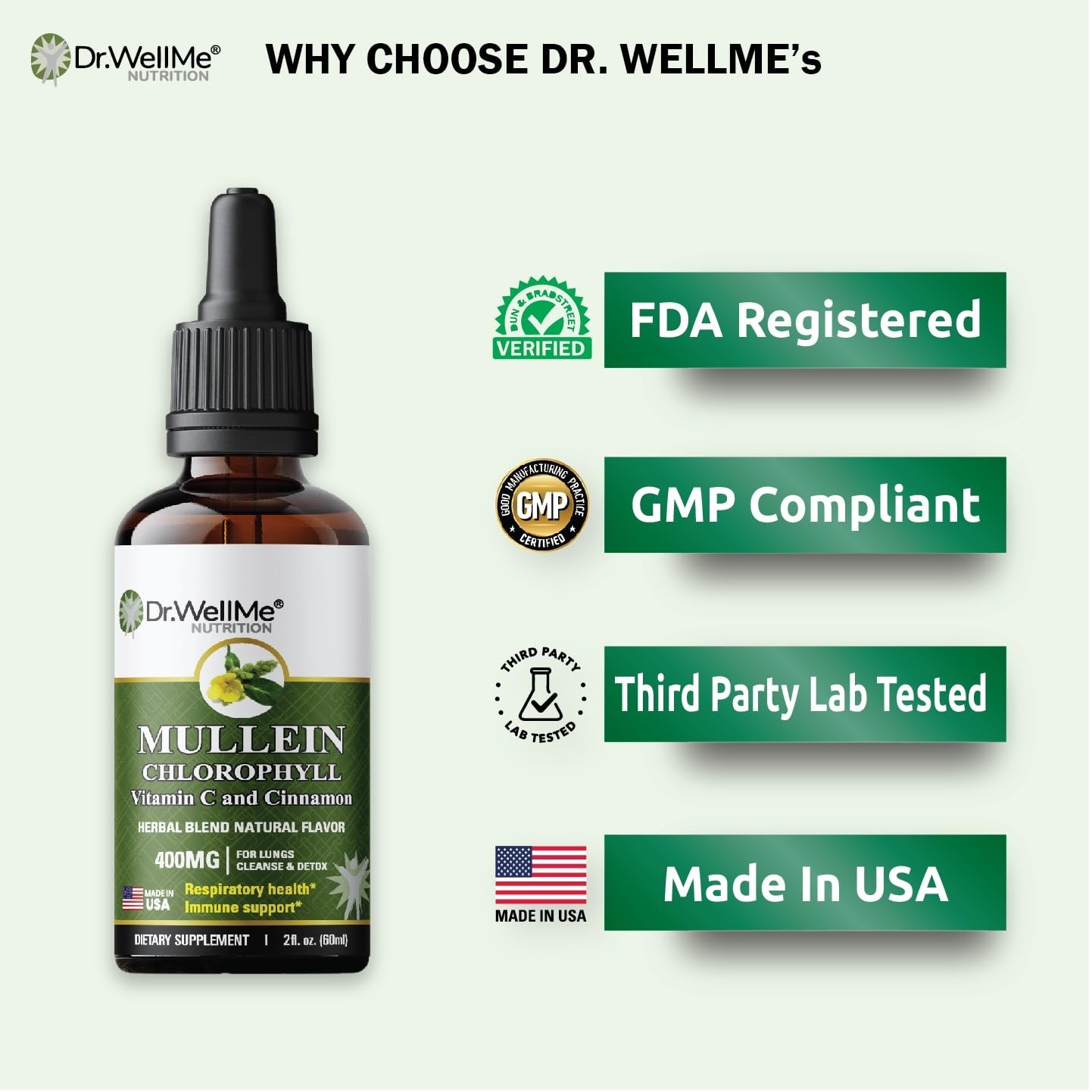 Mullein Chlorophyll 2 oz Drops – Detox, Immune, Gut Health, Inflammation Support