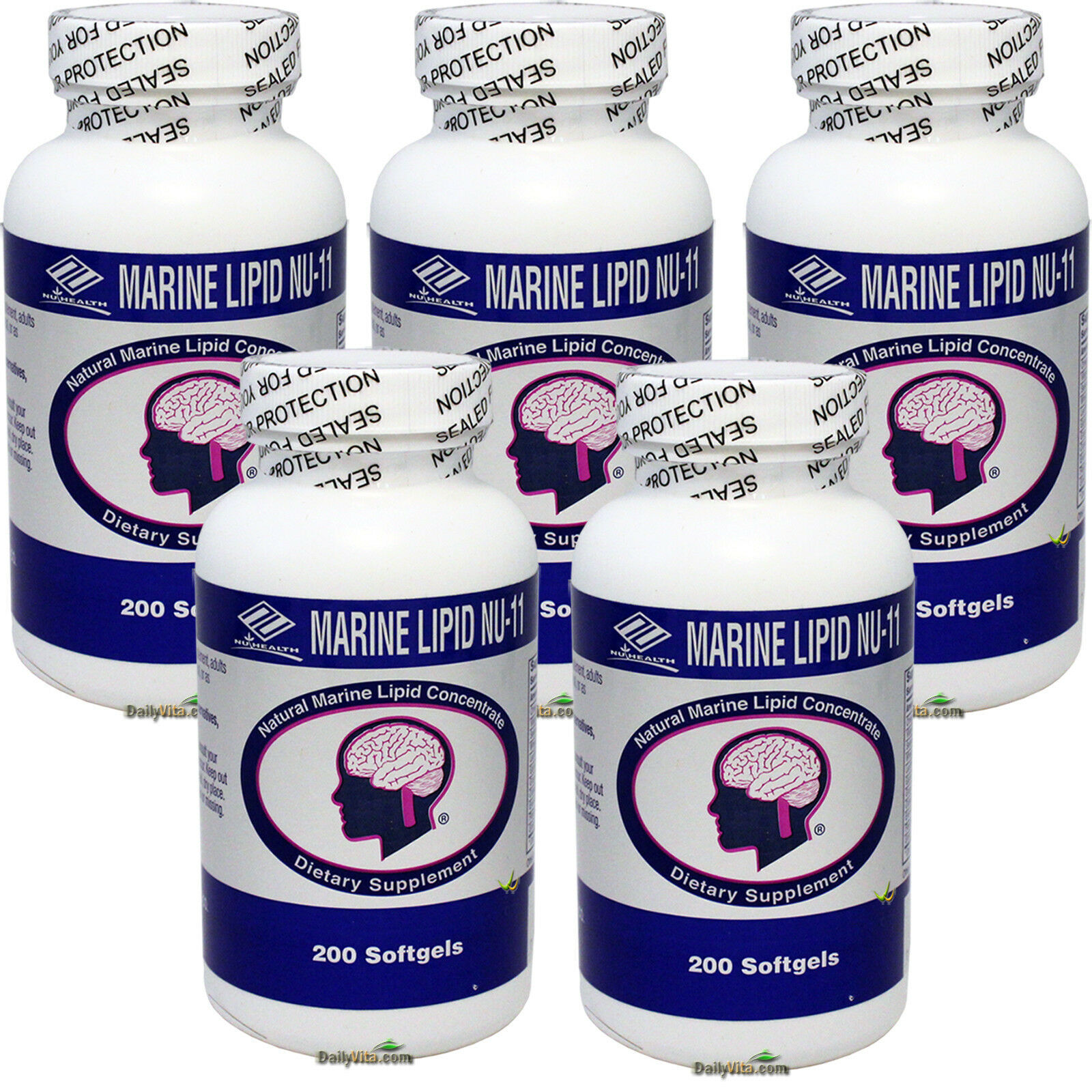 5 x NuHealth Marine Lipid Nu 11 Complex 200 Softgels Brain Health