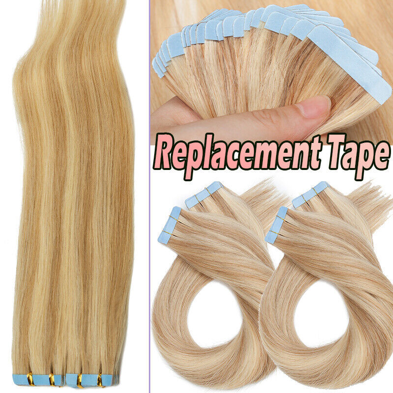 40PCS Tape In On Stick Remy Human Hair Extensions Skin Weft 10″-24″ Thick Blonde