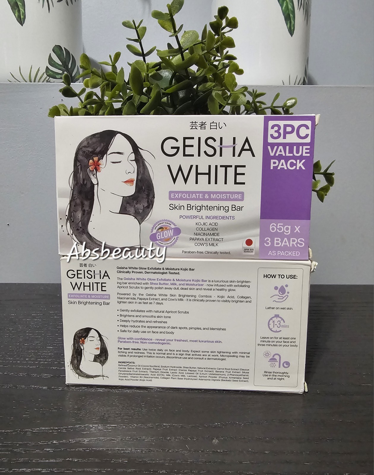 Geisha White Glow Brightening Soap 3PC Value Pack 65g x 3 Bars ✨️💯👌,1pack