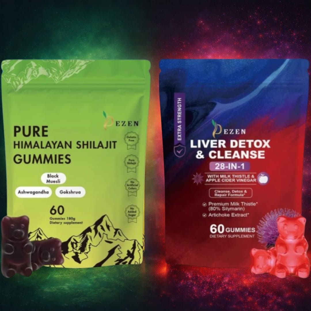 DEZEN Shilajit Gummies and Liver Cleanse Detox Gummies Apple Flavor | Combo