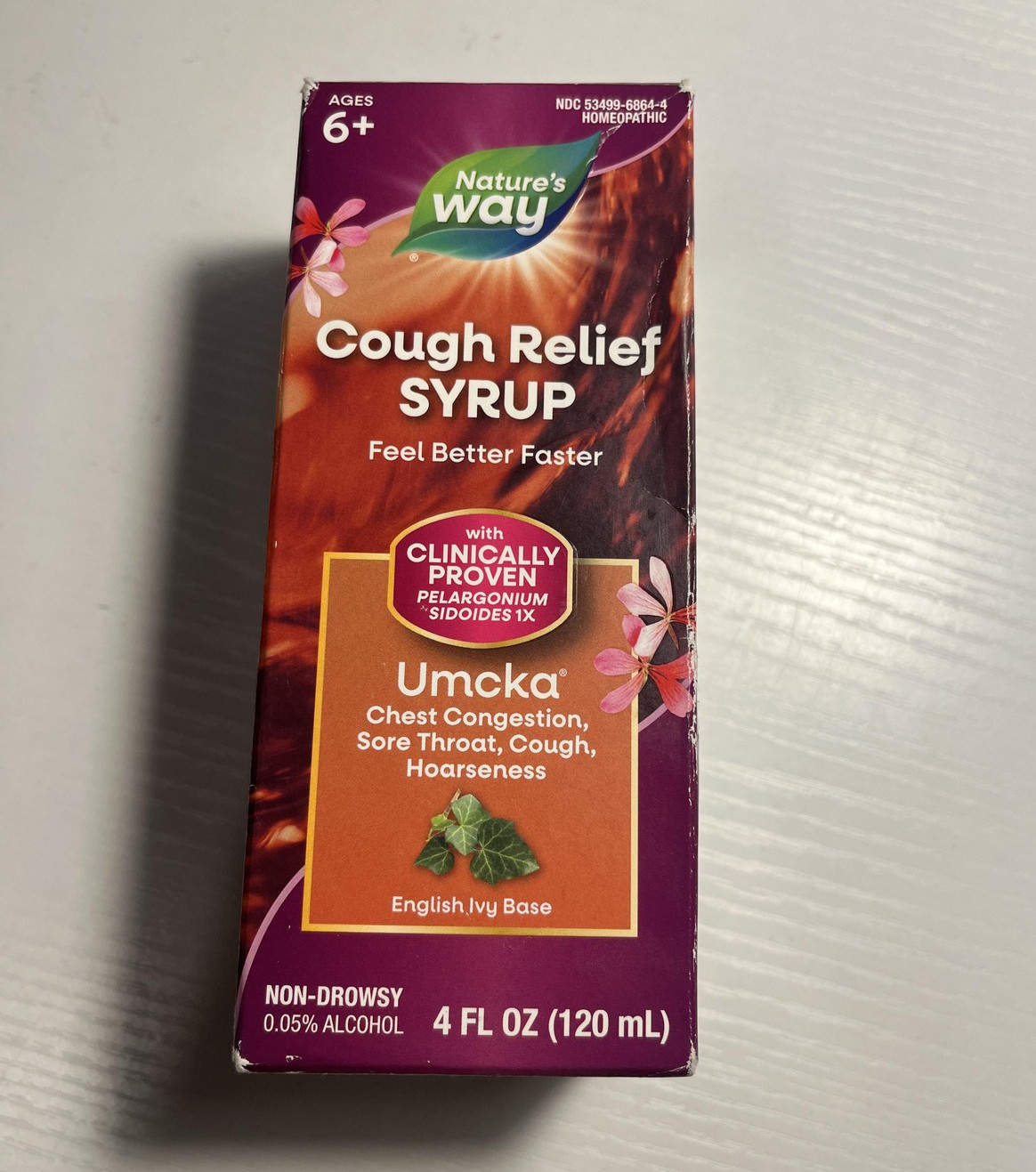 Nature’s Way Umcka Cough Relief Syrup 4oz Chest Congestion Sore Throat Exp 07/26