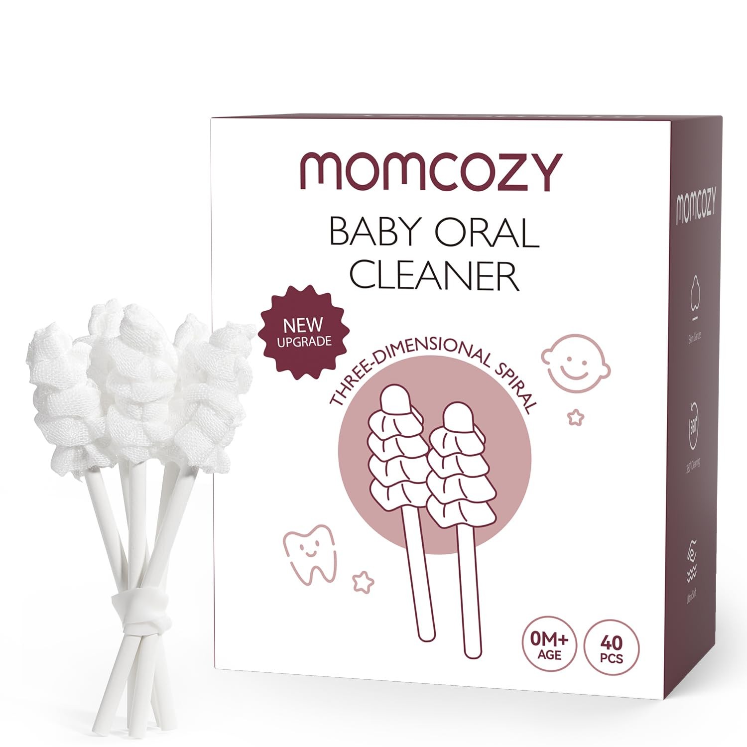 Momcozy Baby Tongue Cleaner Gauze, 40 Count (Pack of 1), 40