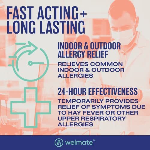 Welmate Allergy Relief | Loratadine 10mg | 24 Hour Relief | 100 Count Tablets