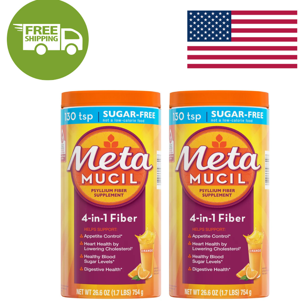 Metamucil Fiber Supplement Orange Sugar Free 260 Servings Powder