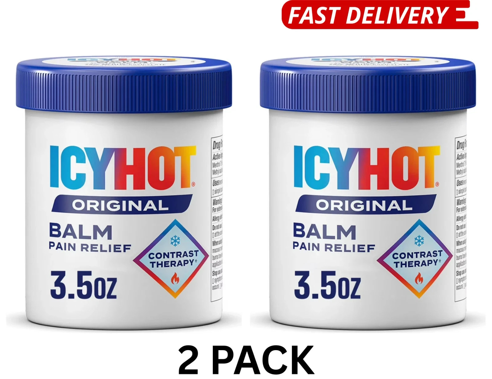 2 Pack Icy Hot Original Muscle & Joint Pain Relief Balm with Menthol 3.5oz