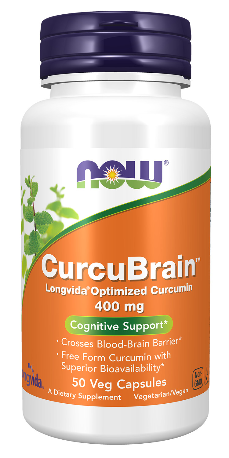 NOW Foods CurcuBrain™ 400 mg – 50 Veg Capsules 04/2030 EXP Cognitive Support