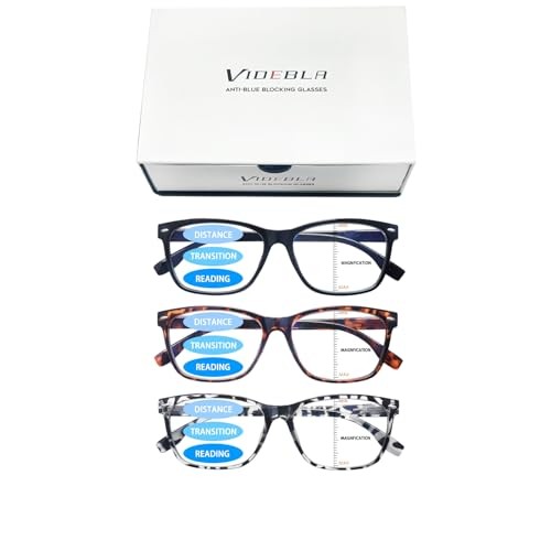 3 Pack Progressive Multifocus Reading Glasses for Women Men 3 Mix Color 1.25 x