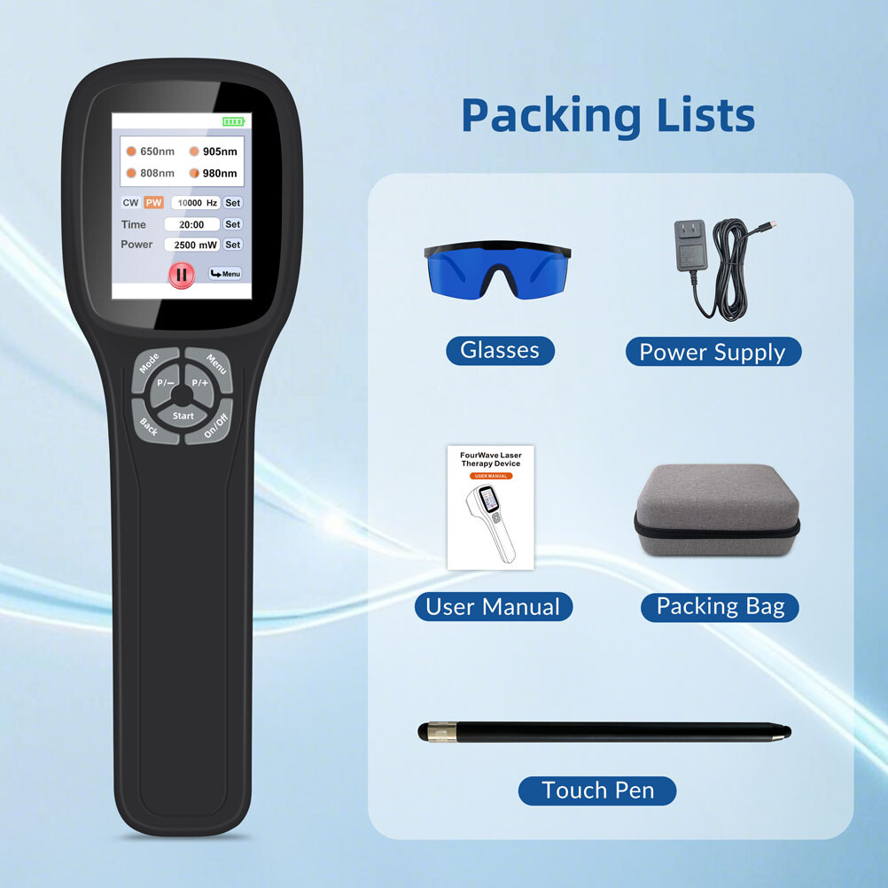 Touchscreen 2.5W Cold Laser Therapy Device For Pain Relief 650+808nm+905nm+980nm