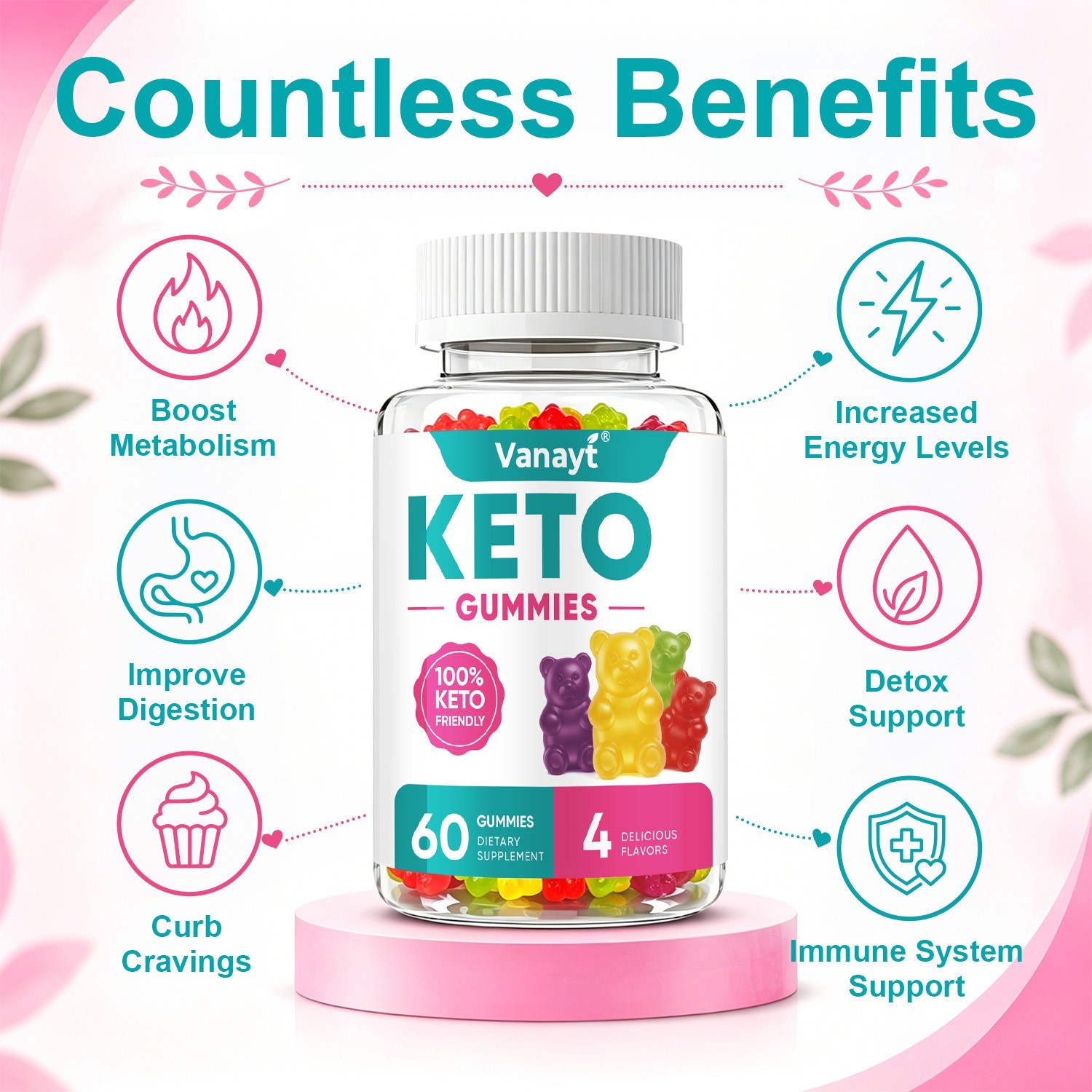 2 x Keto ACV Gummies Apple Cider Vinegar Dietary Supplement for Keto Support