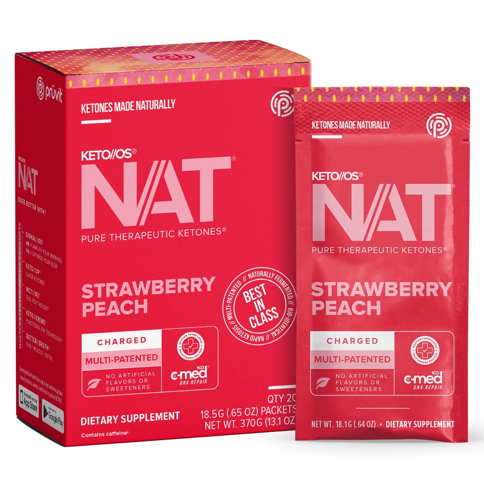 PRUVIT ketone drink Keto Nat STRAWBERRY PEACH Charged FREE SHIPPING EXP 11/27