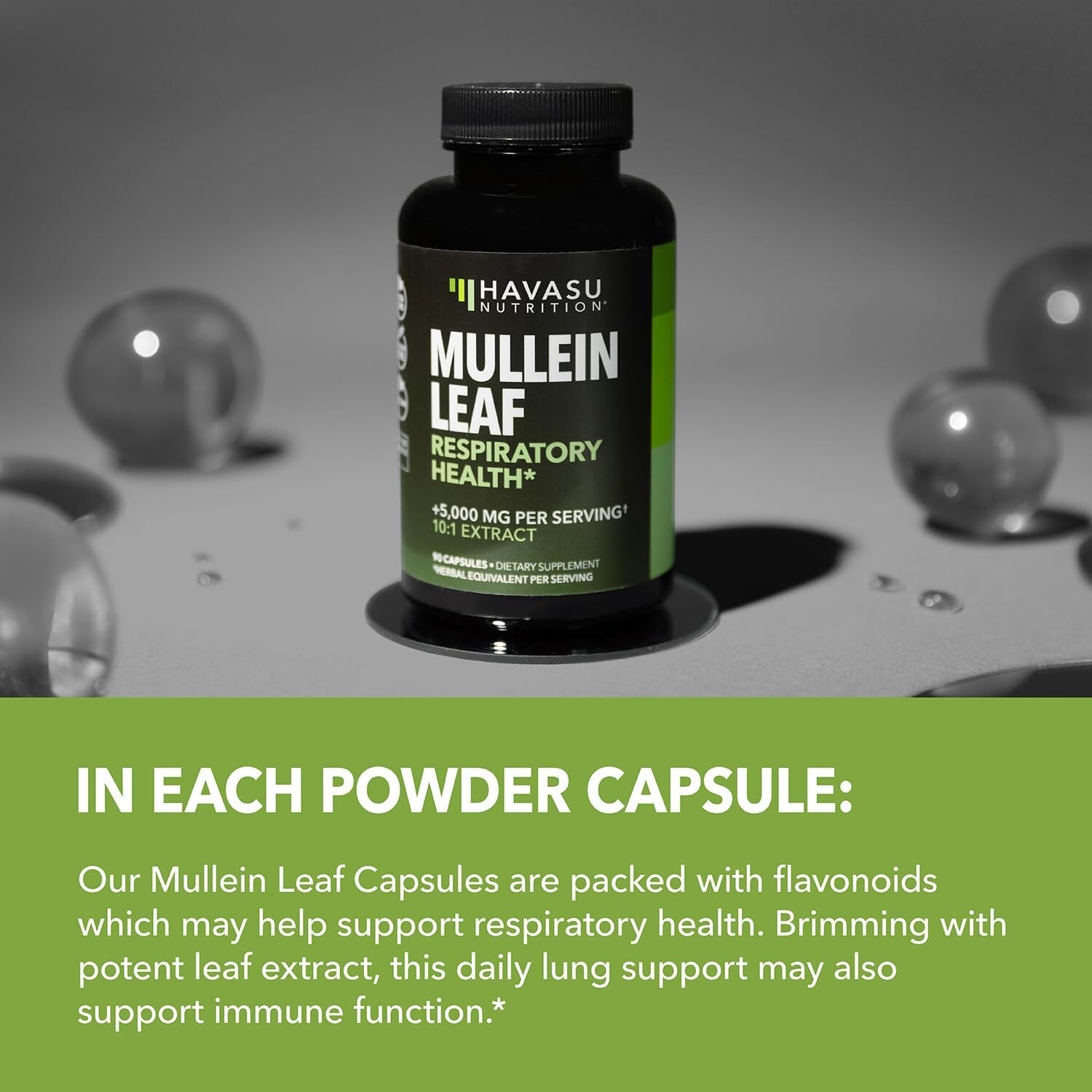 Mullein Leaf Capsules for Respiratory Health 5000mg Extract 10:1 Lung Supp, 30ct
